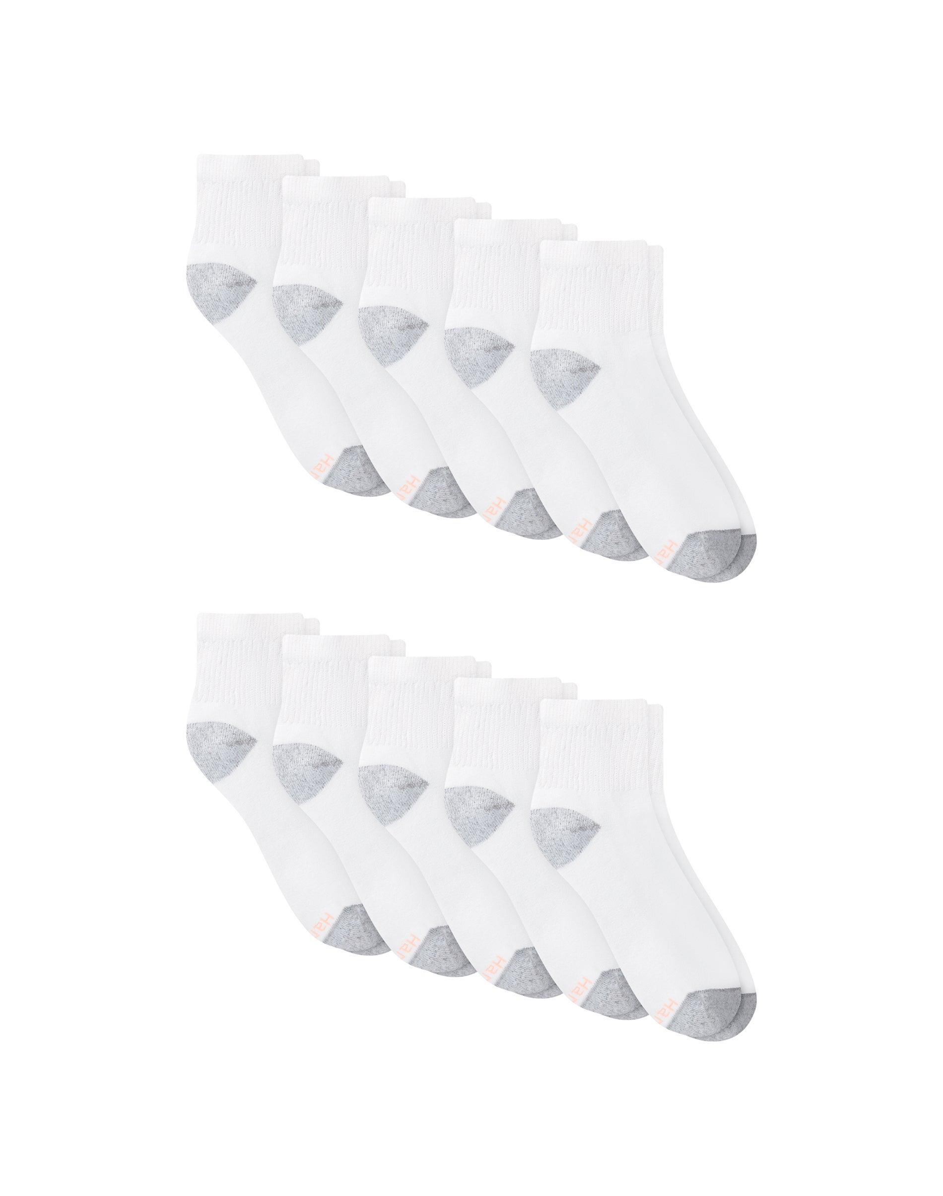 hanes women's athletic ankle socks, full sole cushion, extended sizes, 10-pairs
