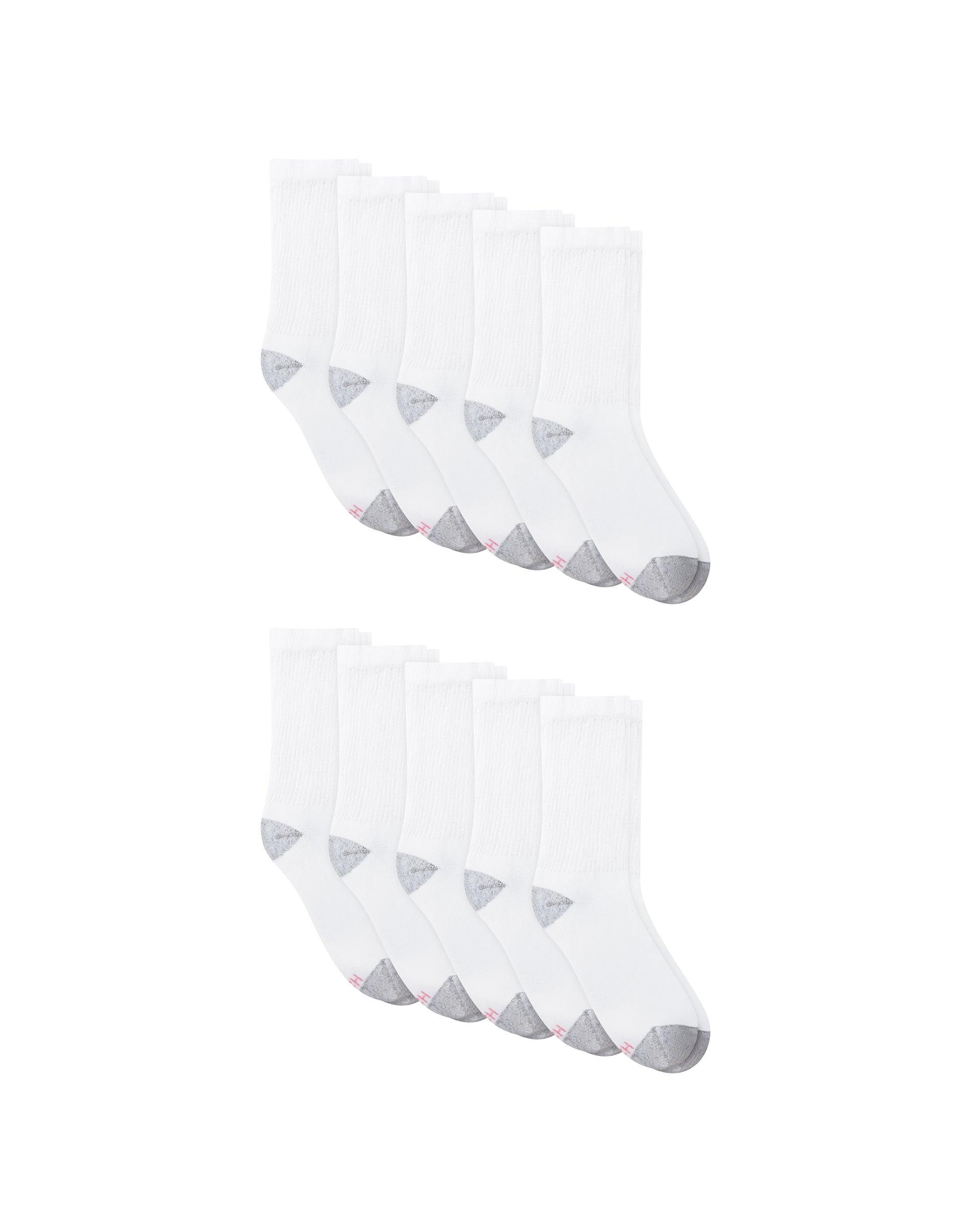 hanes women's athletic crew socks, full sole cushion, 10-pairs
