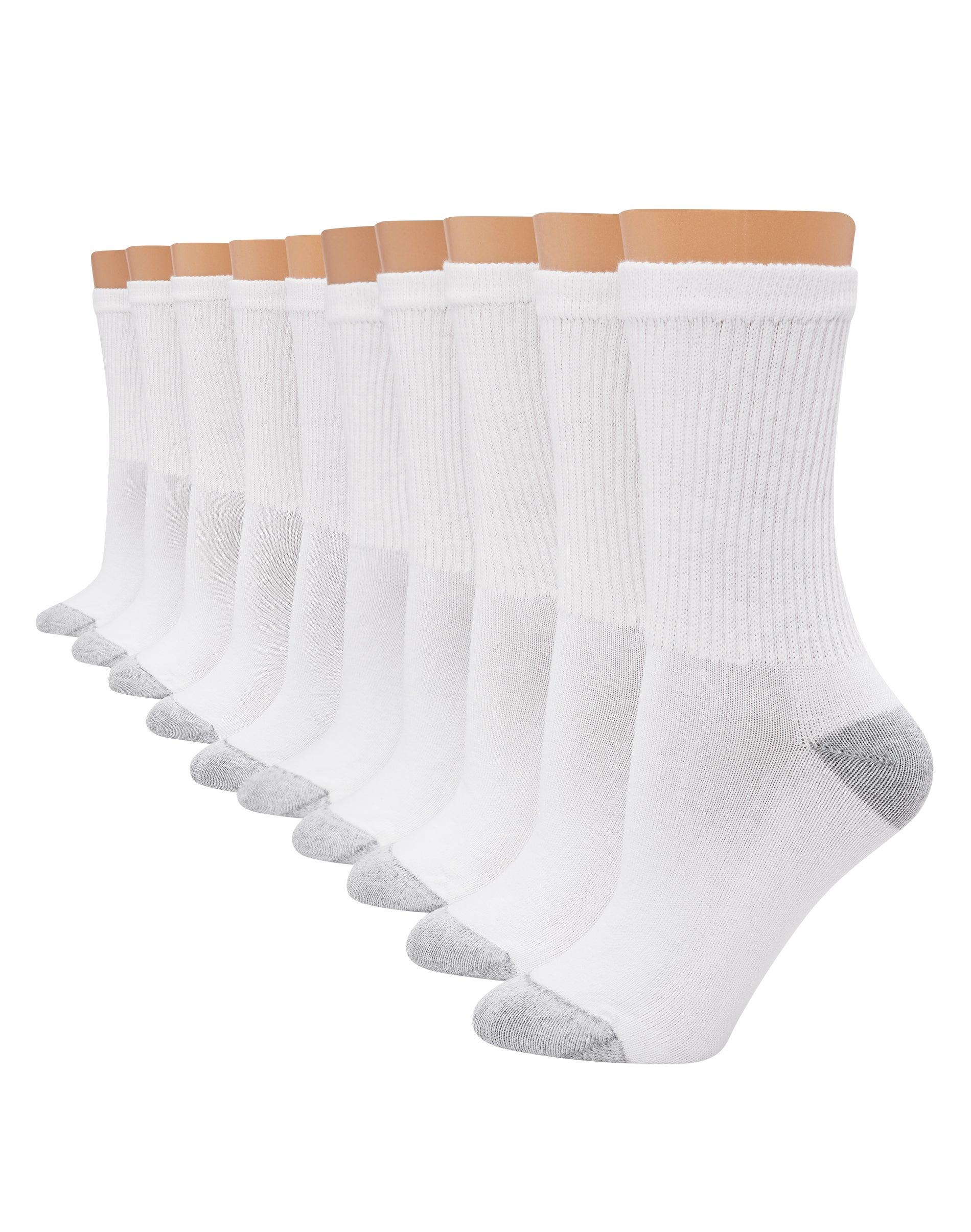 hanes women's athletic crew socks, full sole cushion, 10-pairs
