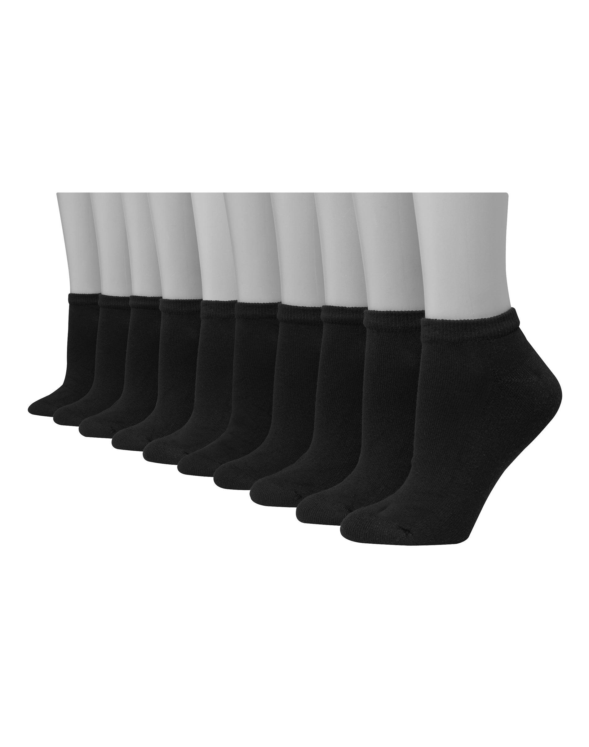 hanes women's athletic low cut socks, full sole cushion, extended sizes, 10-pairs