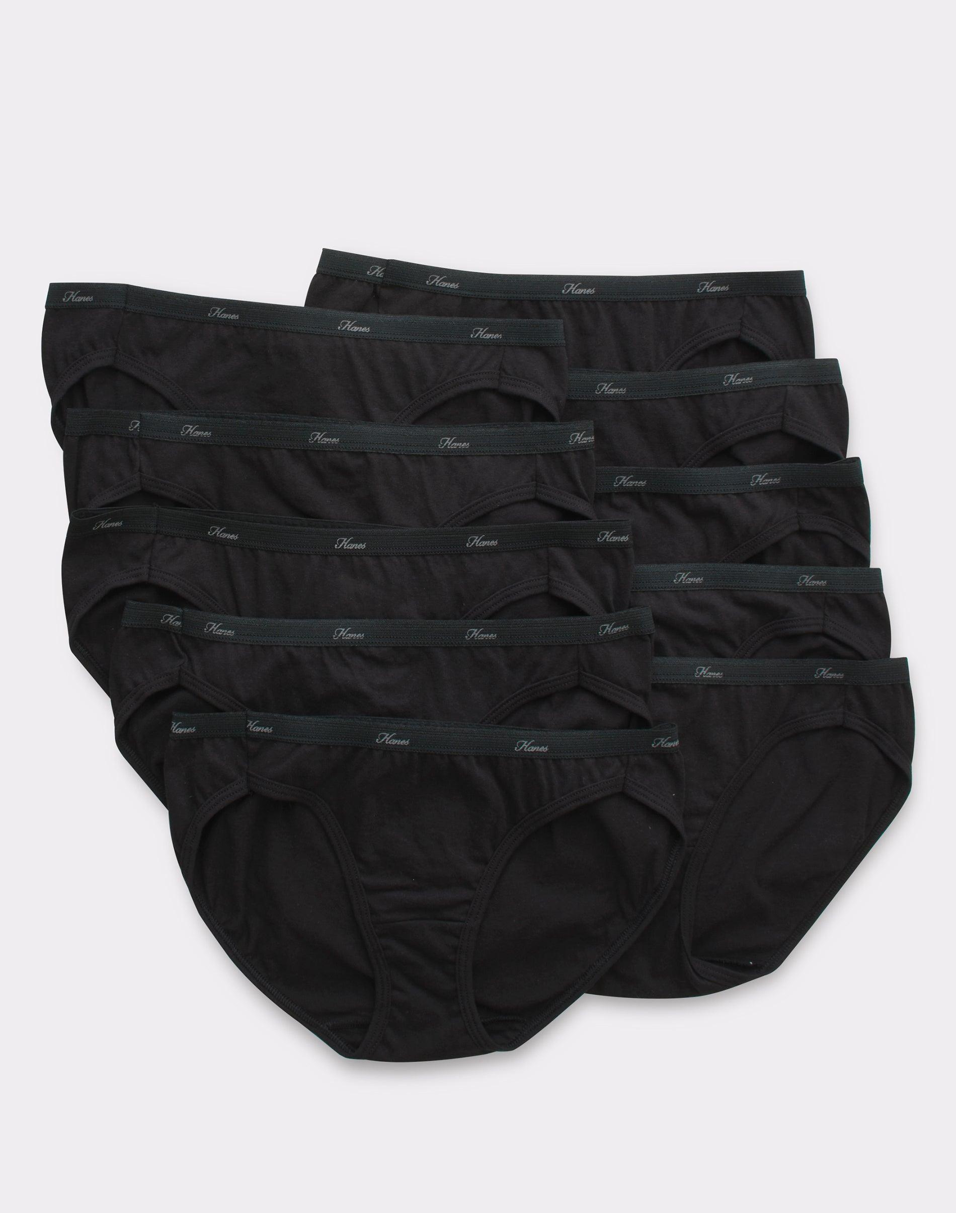 hanes women's breathable cotton bikini underwear, black,