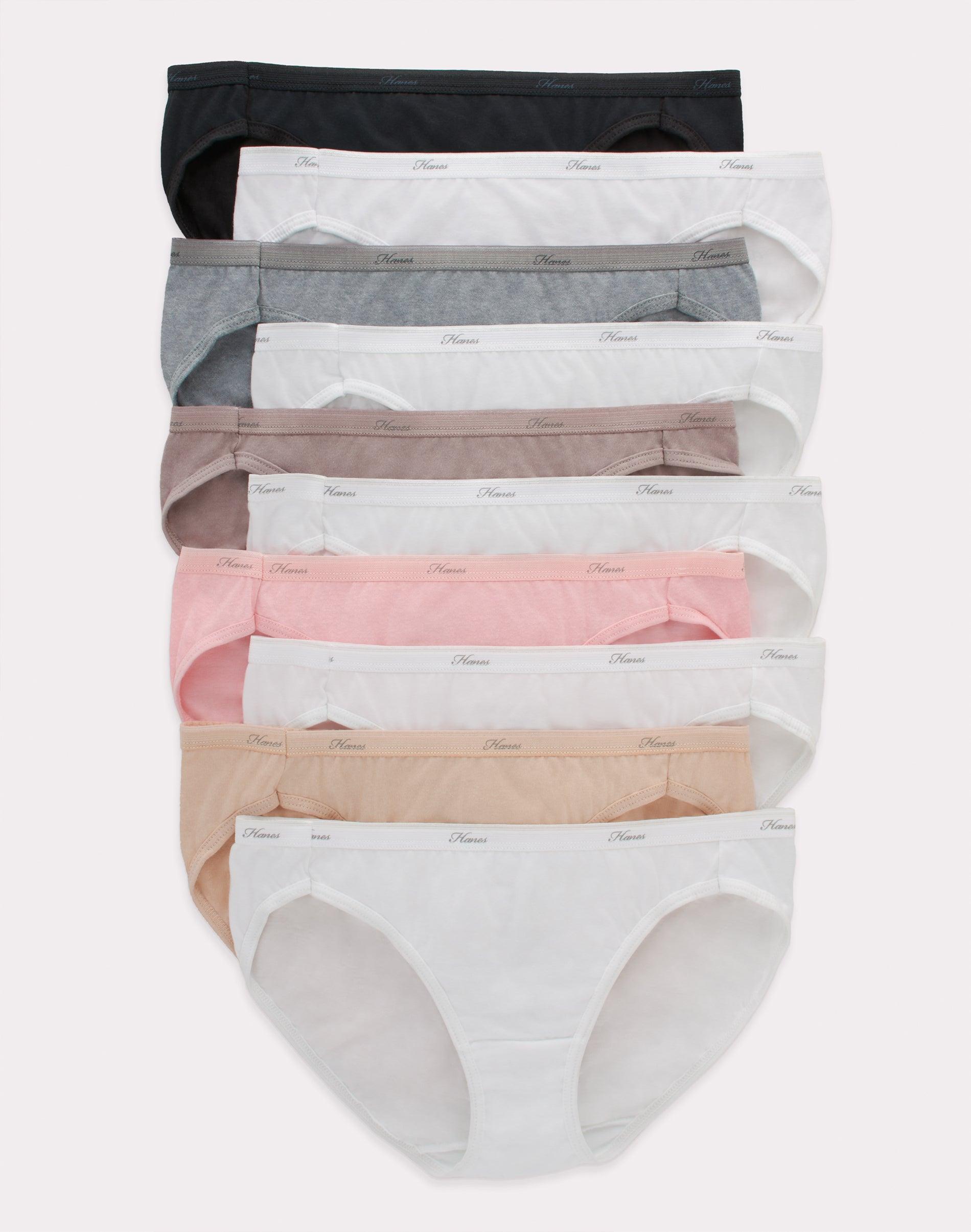 hanes women's cotton bikini underwear, cool comfort, 10-pack