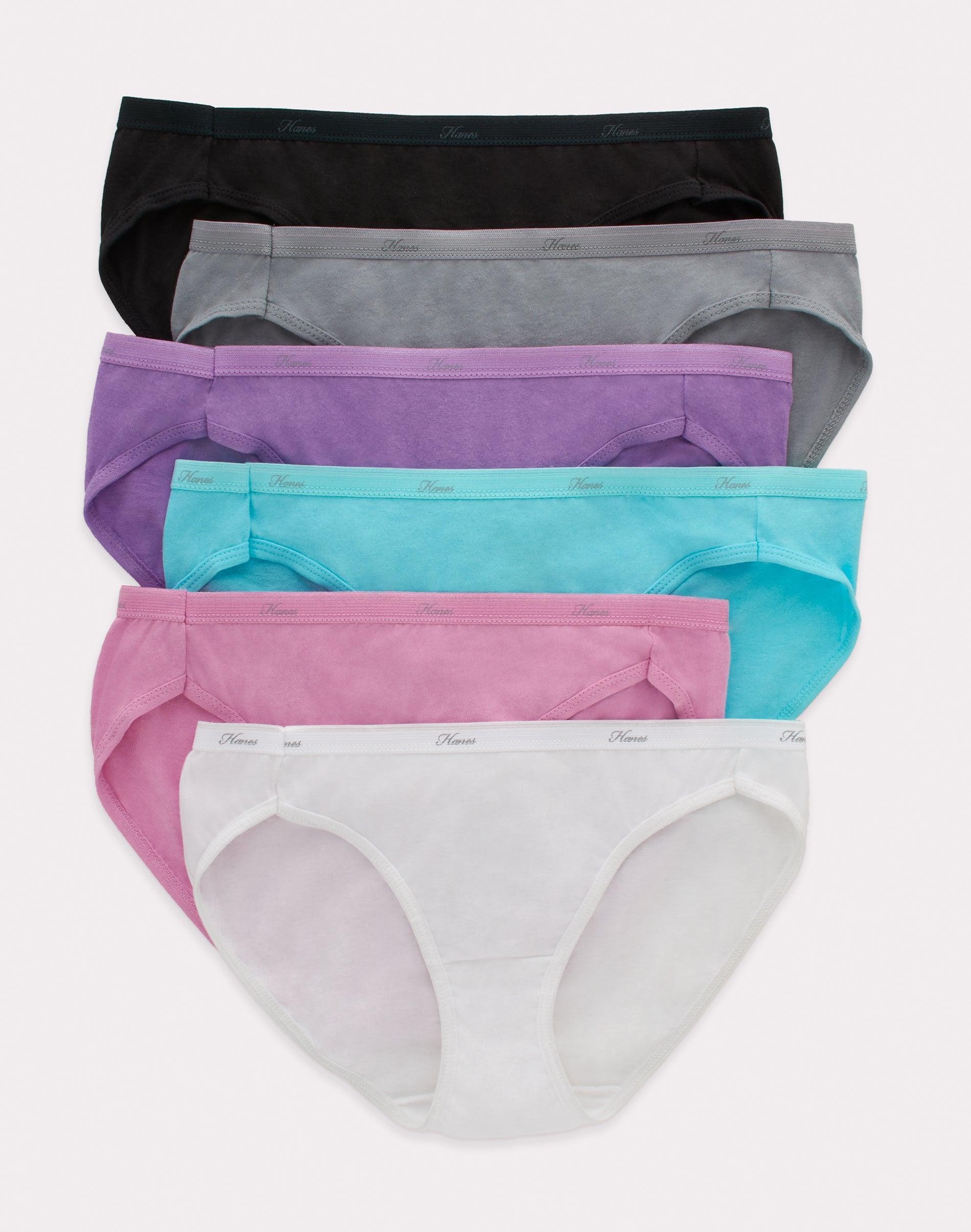 hanes women's cotton bikini underwear, cool comfort, 6-pack assorted