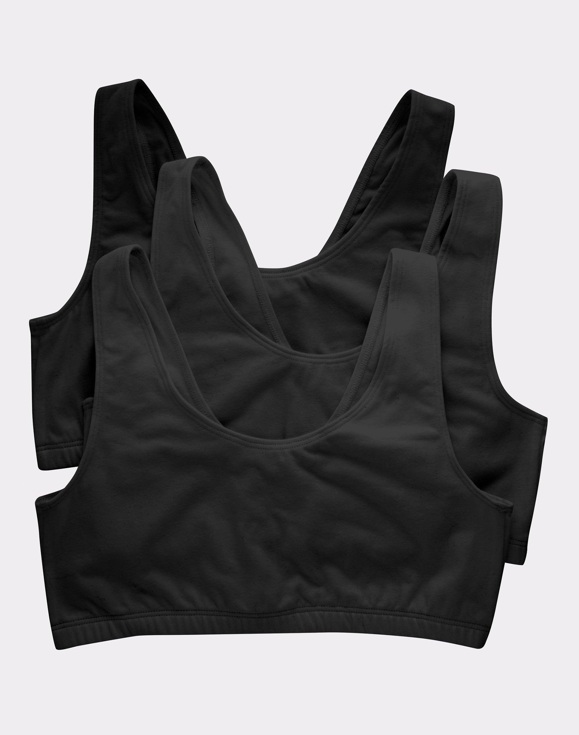 hanes women's cotton scoopneck crop sports bralette, low impact, 3-pack