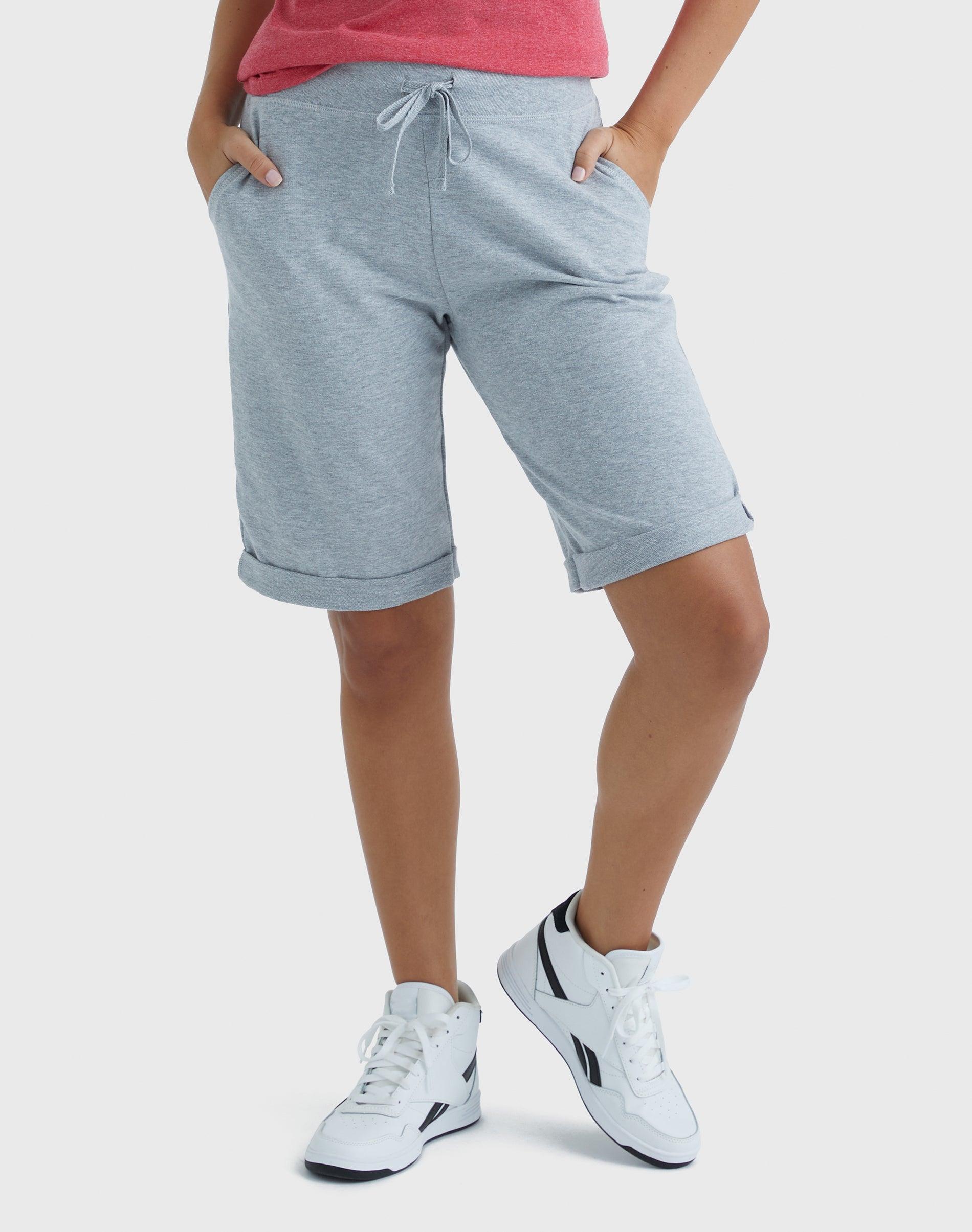 hanes women's french terry bermuda shorts, 11" light