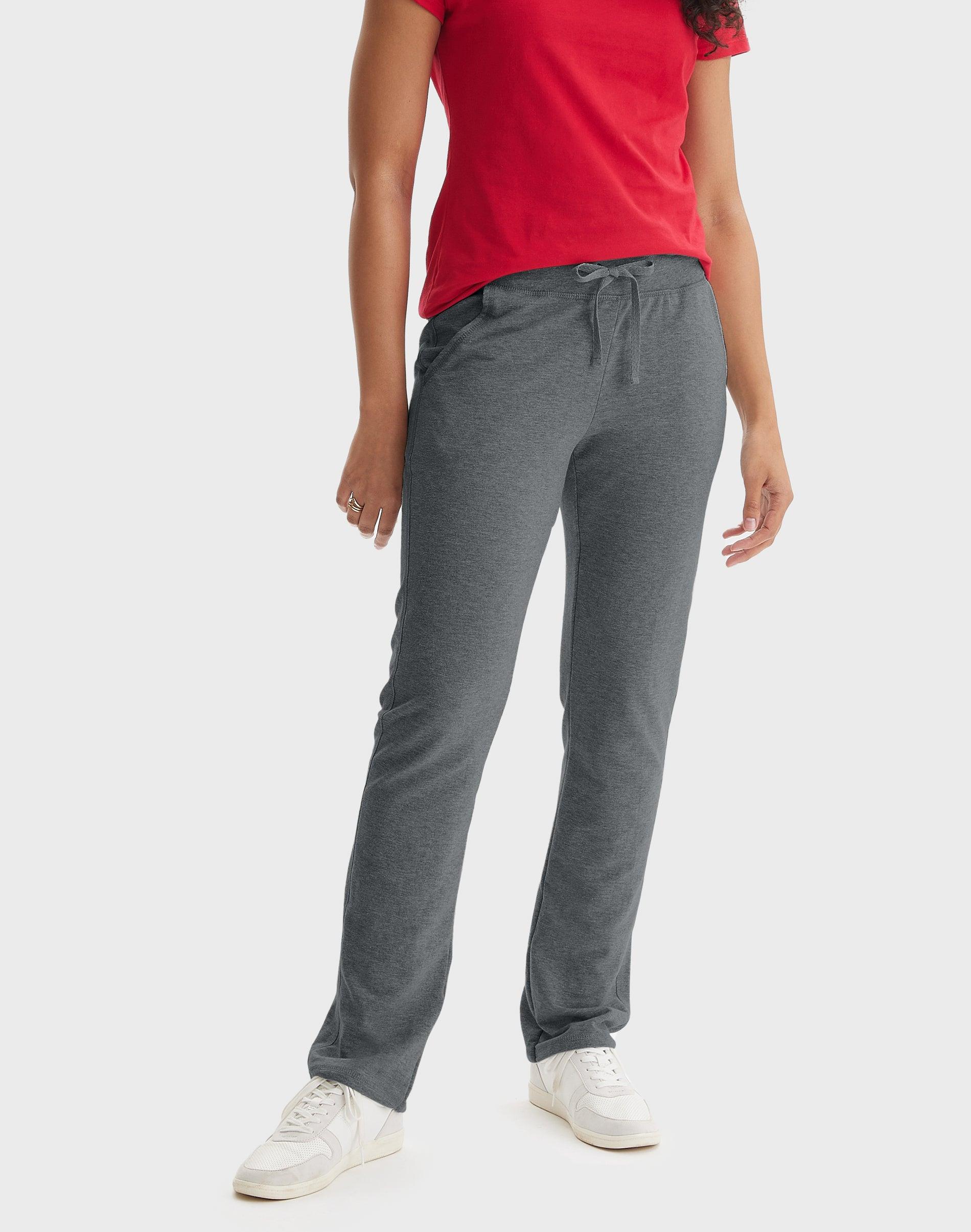 hanes women's french terry pants with pockets, 31" charcoal
