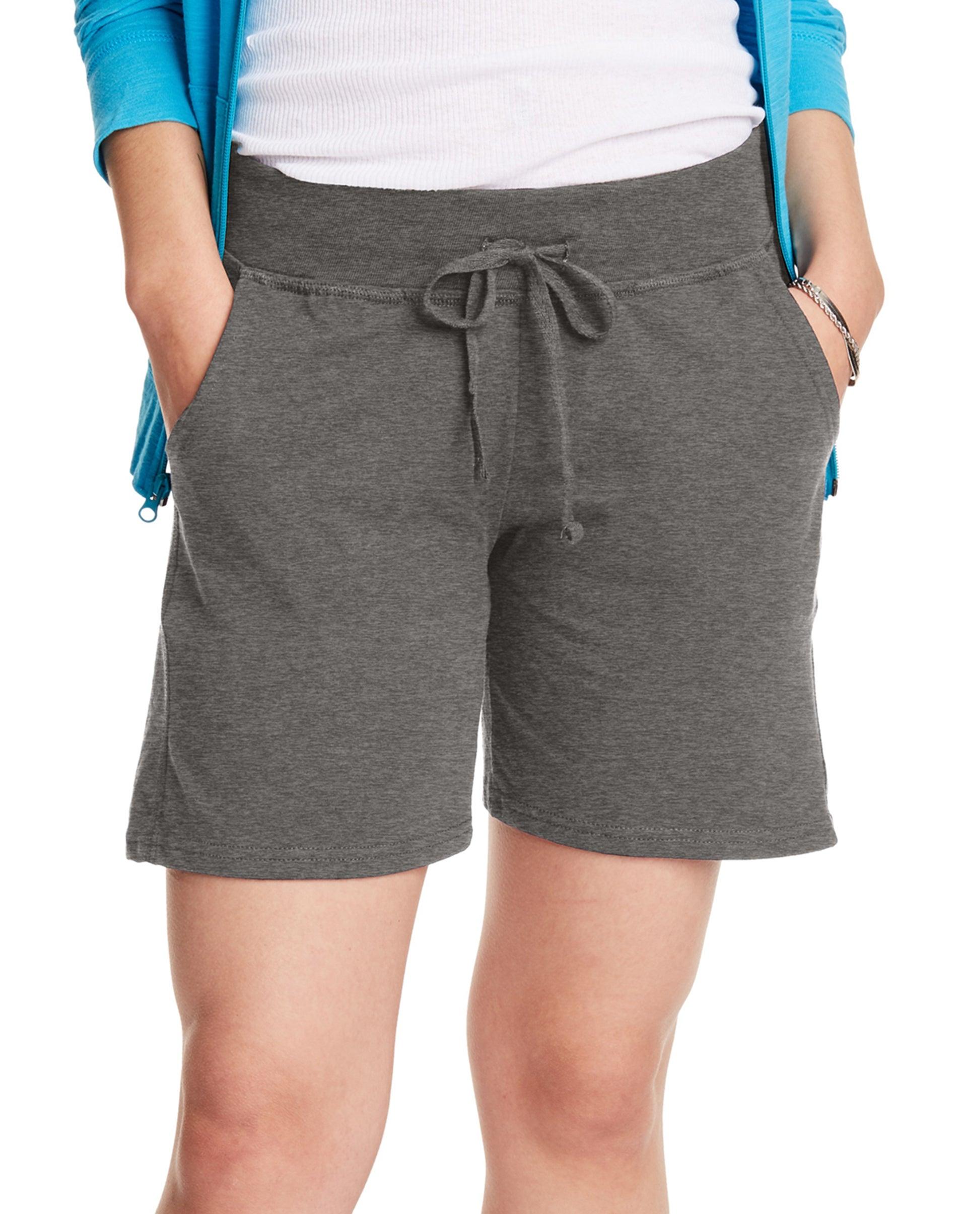 hanes women's jersey pocket shorts, 7" charcoal
