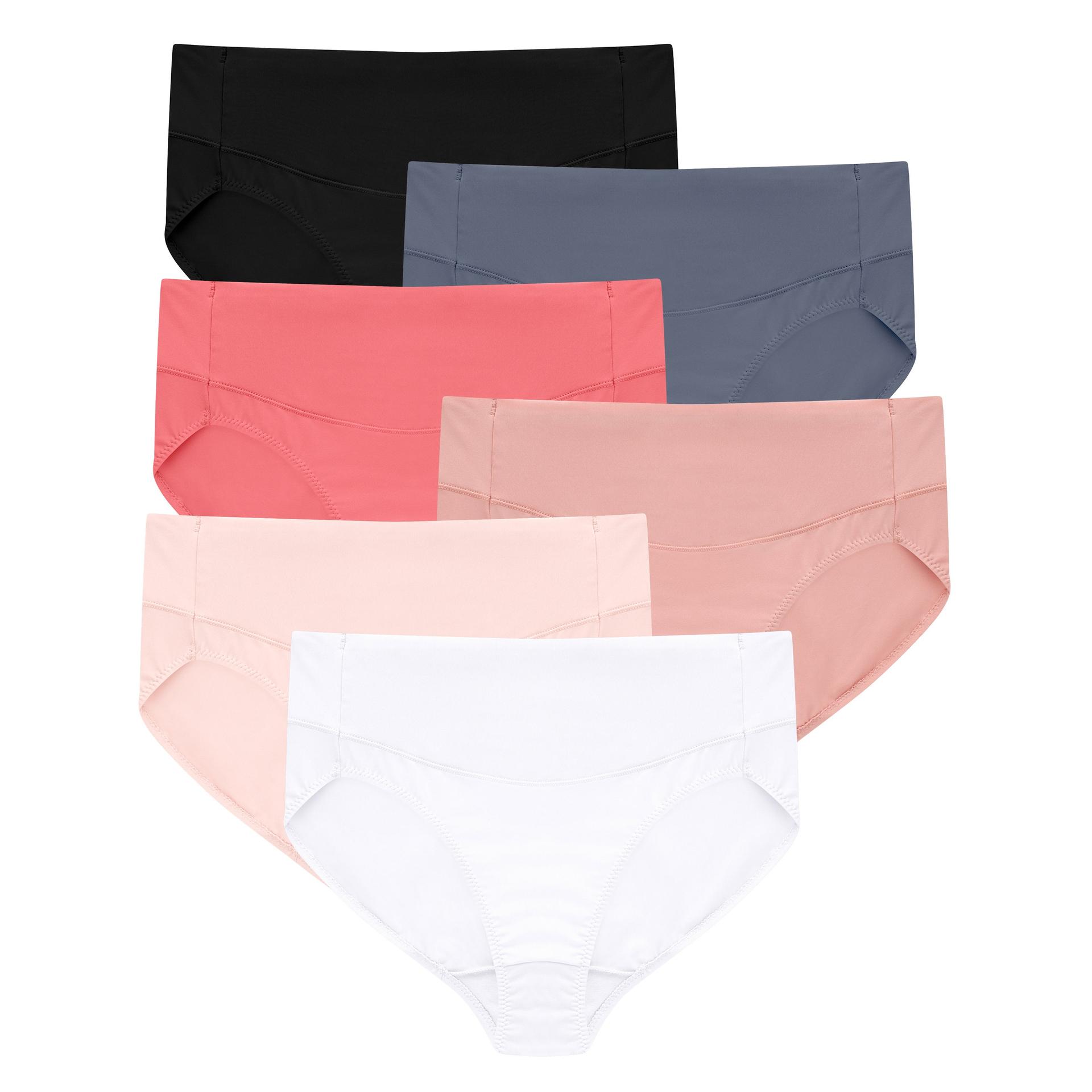 hanes women's microfiber smoothing hi-cut underwear, 6-pack assorted 6