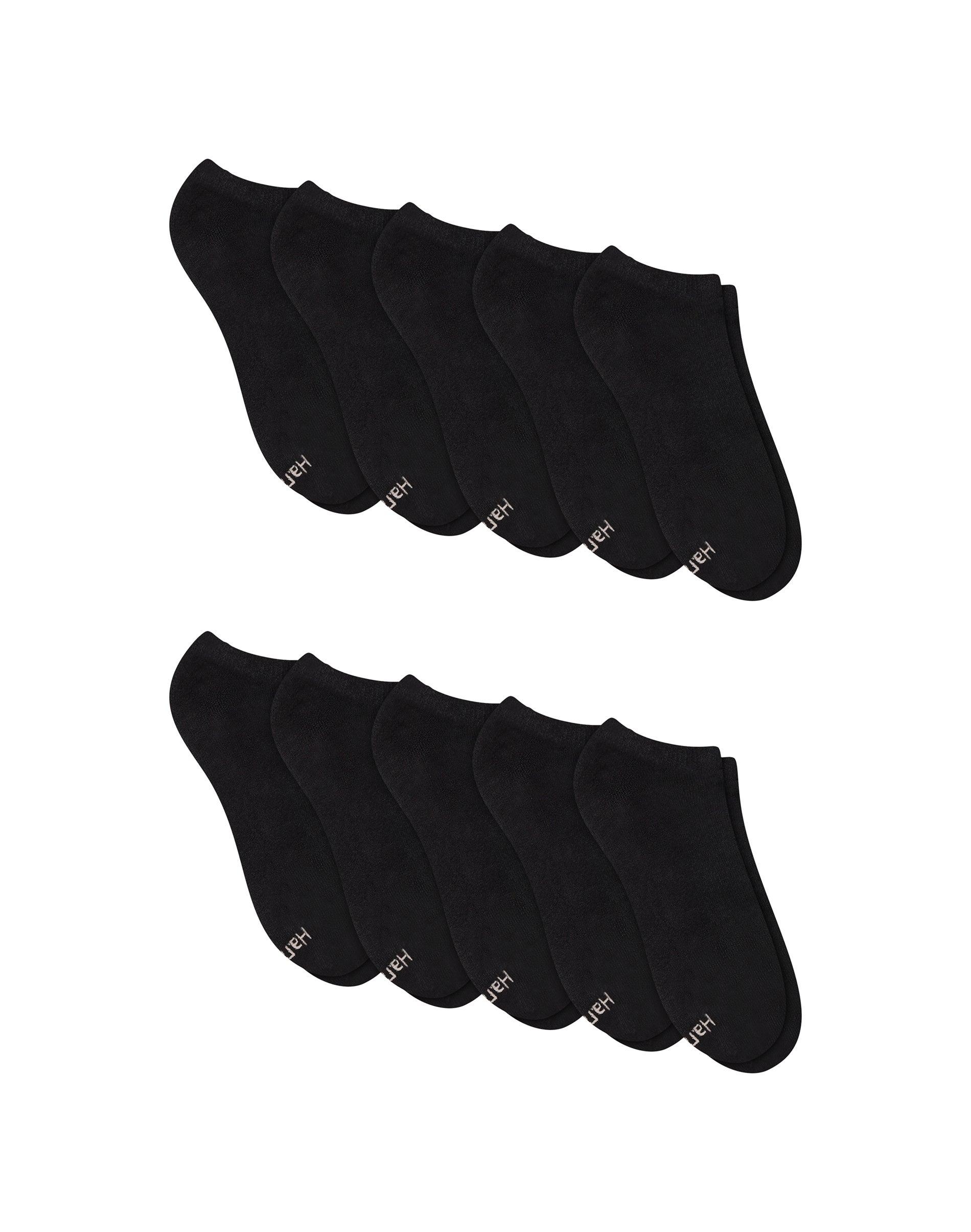 hanes women's no show socks, cushioned, extended sizes, 10-pairs