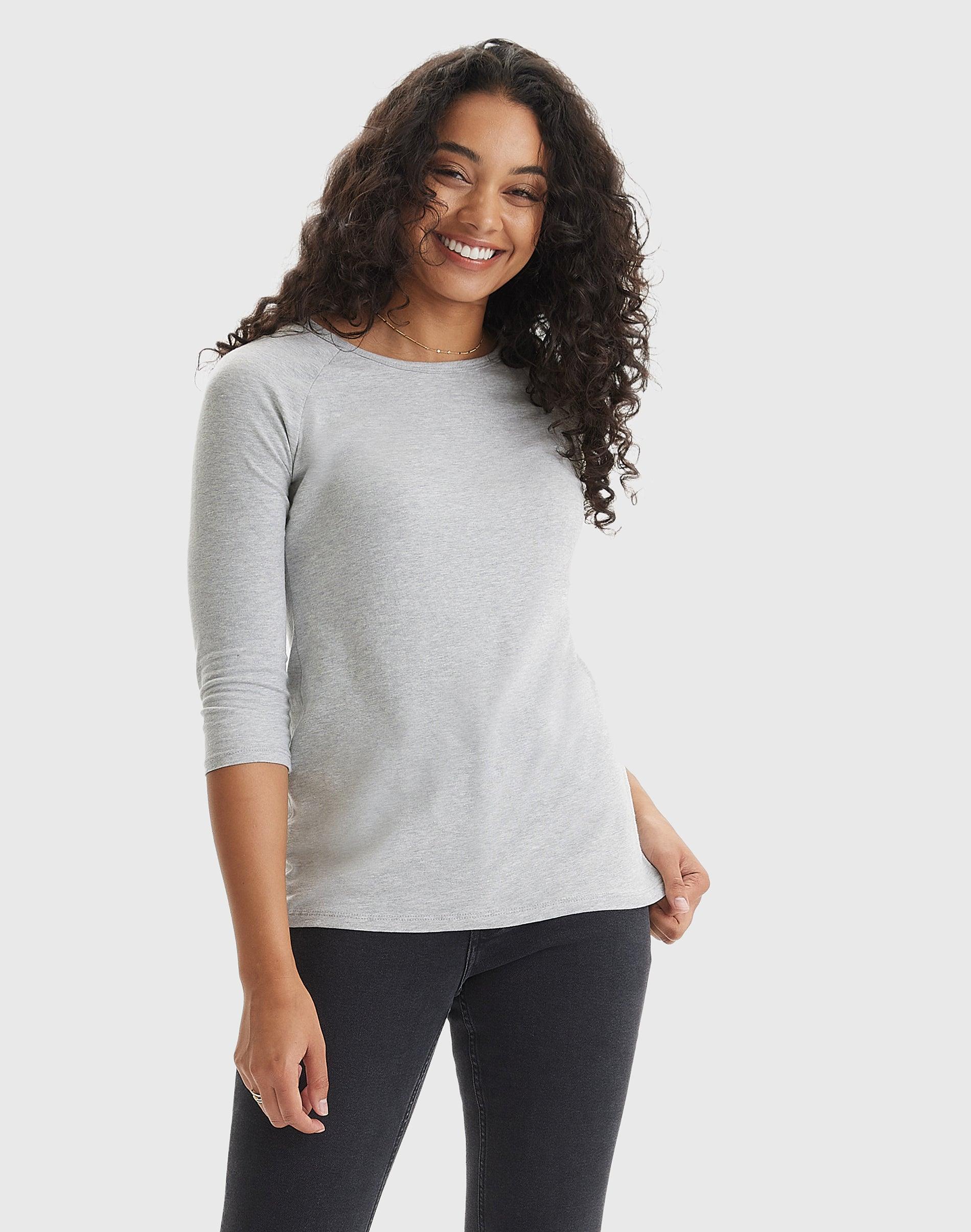 hanes women's raglan sleeve t-shirt grey
