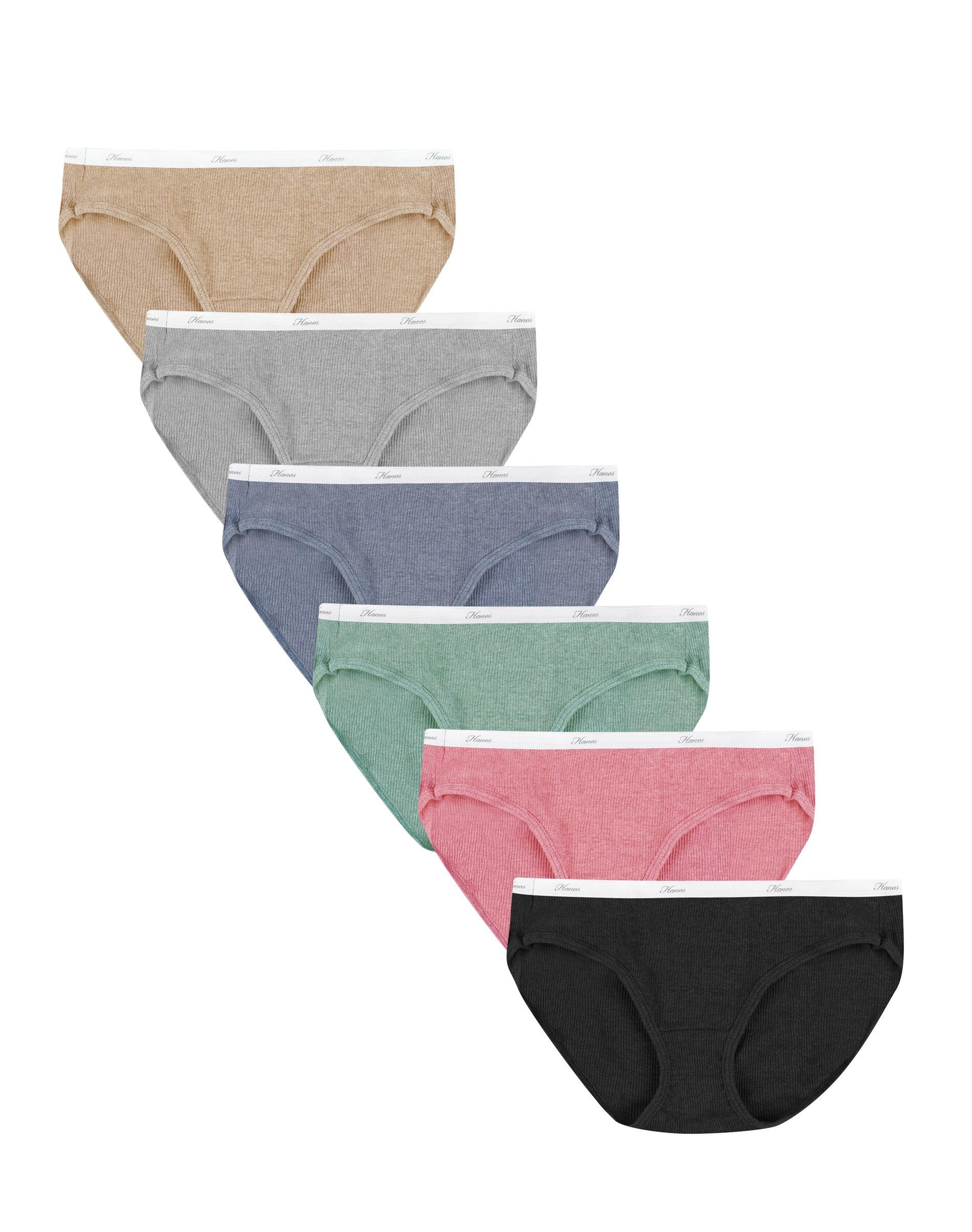 hanes women's ribbed hipster underwear, 6-pack assorted 5