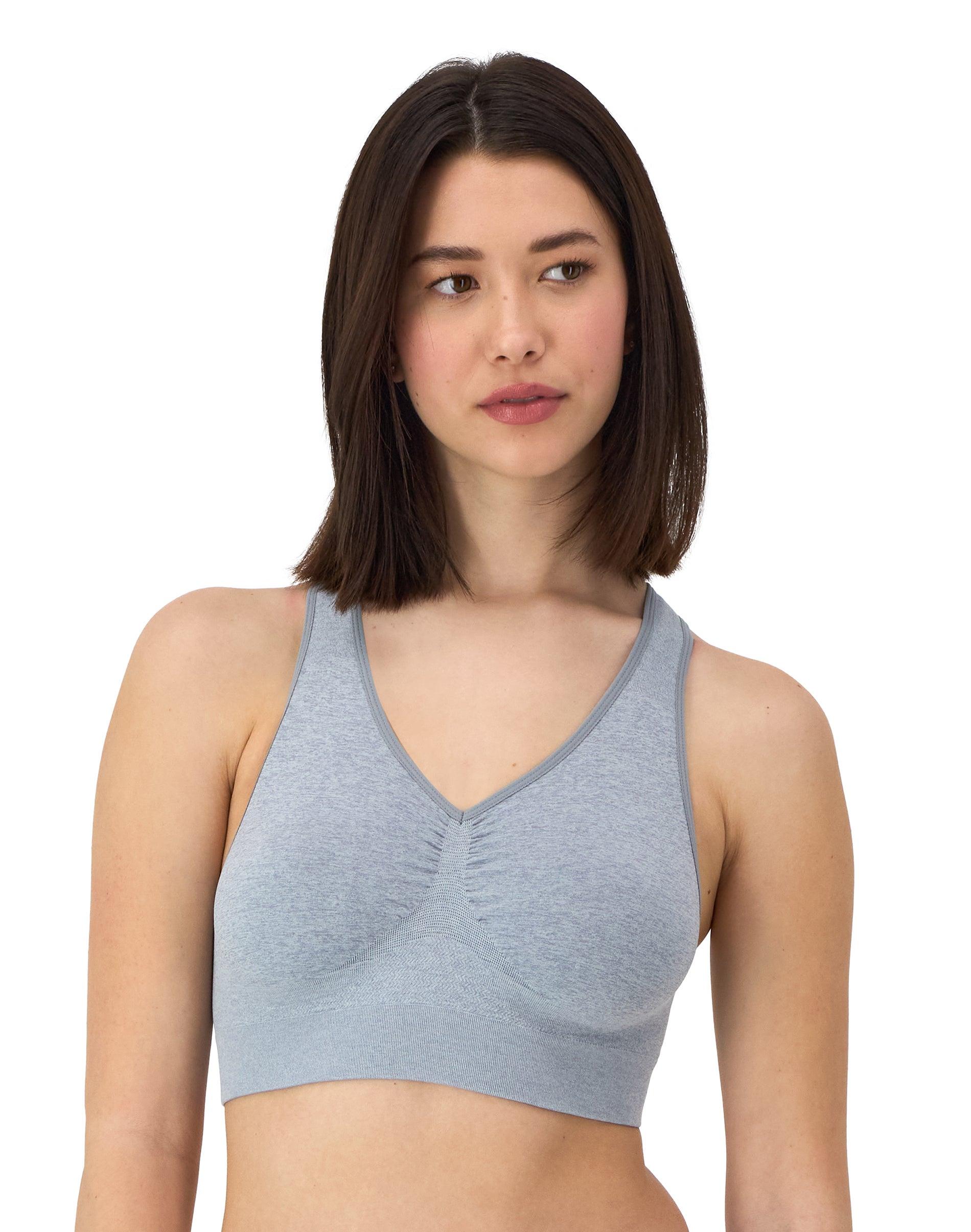 hanes women's seamless racerback bra, 2-pack concrete pe