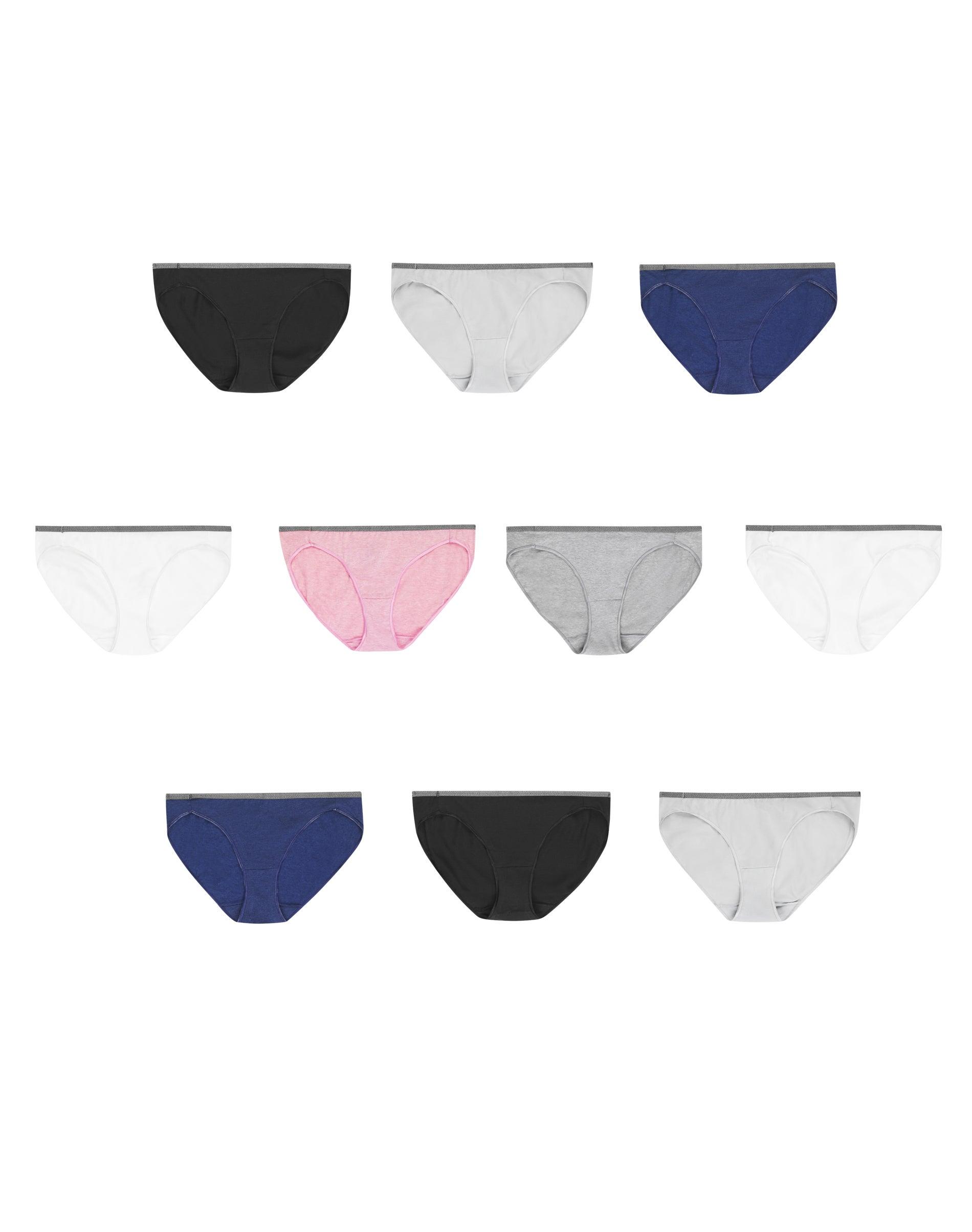 hanes women's stretch cotton bikini underwear, 10-pack
