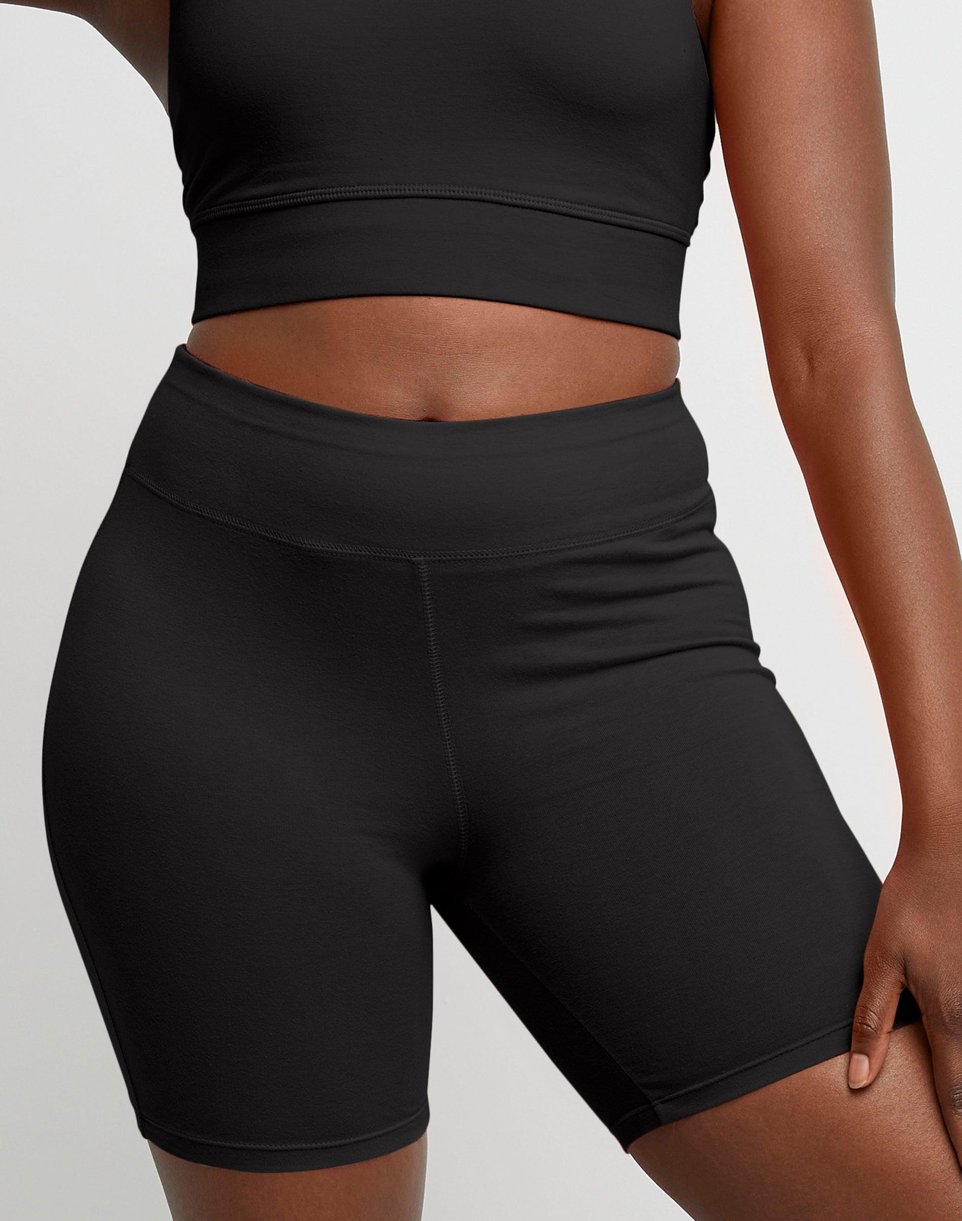 hanes women's stretch jersey bike shorts, 7" black s