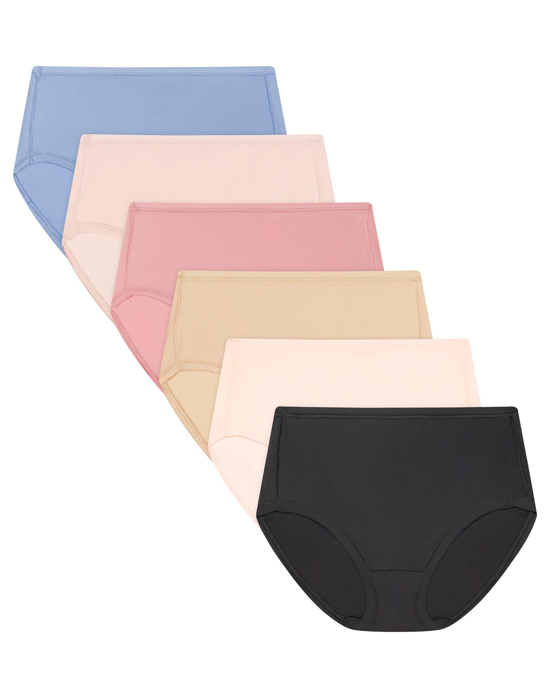 hanes women's super stretch microfiber modern brief underwear, comfort flex fit, 6-pack assorted s