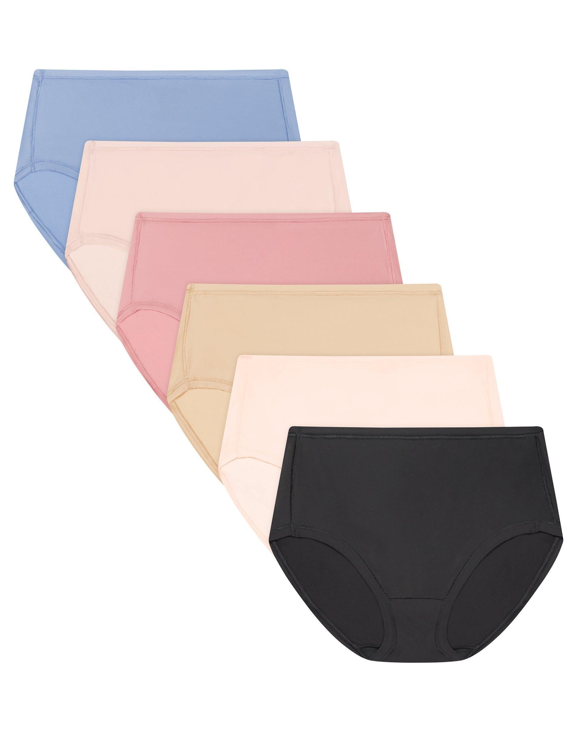 hanes women's super stretch microfiber modern brief underwear, comfort flex fit, 6-pack