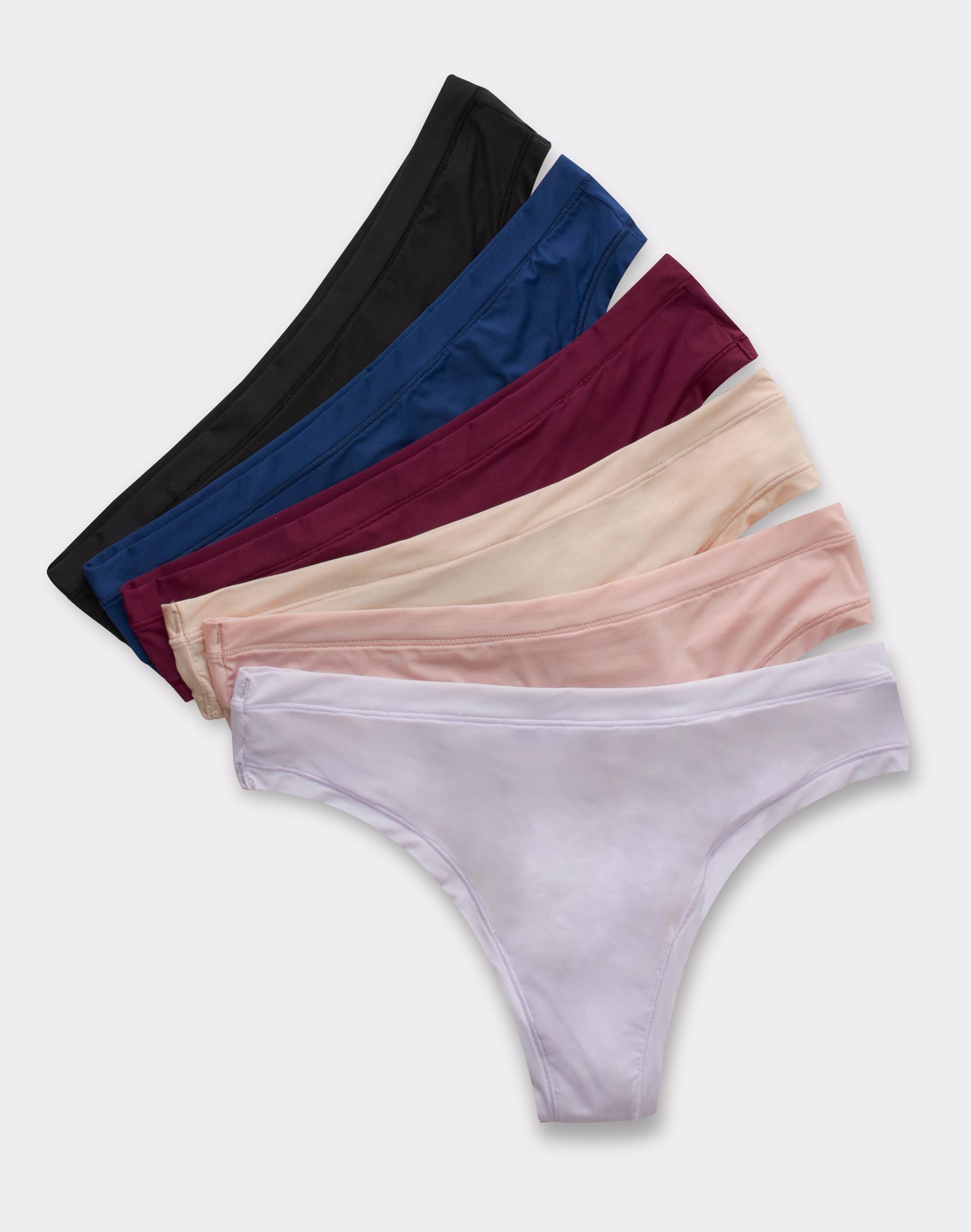 hanes women's super stretch microfiber thong underwear, comfort flex fit, 6-pack assorted s