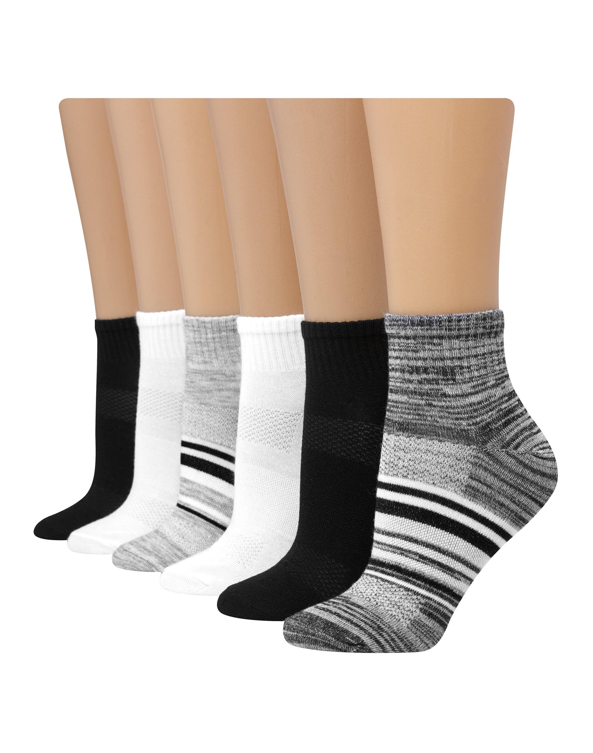 hanes x-temp women's ankle socks, extended sizes, 6-pairs