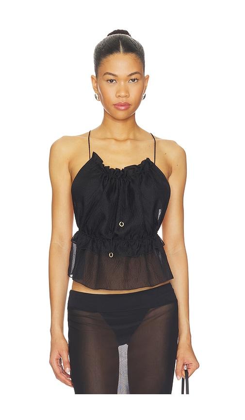 hanne bloch square string top in black.