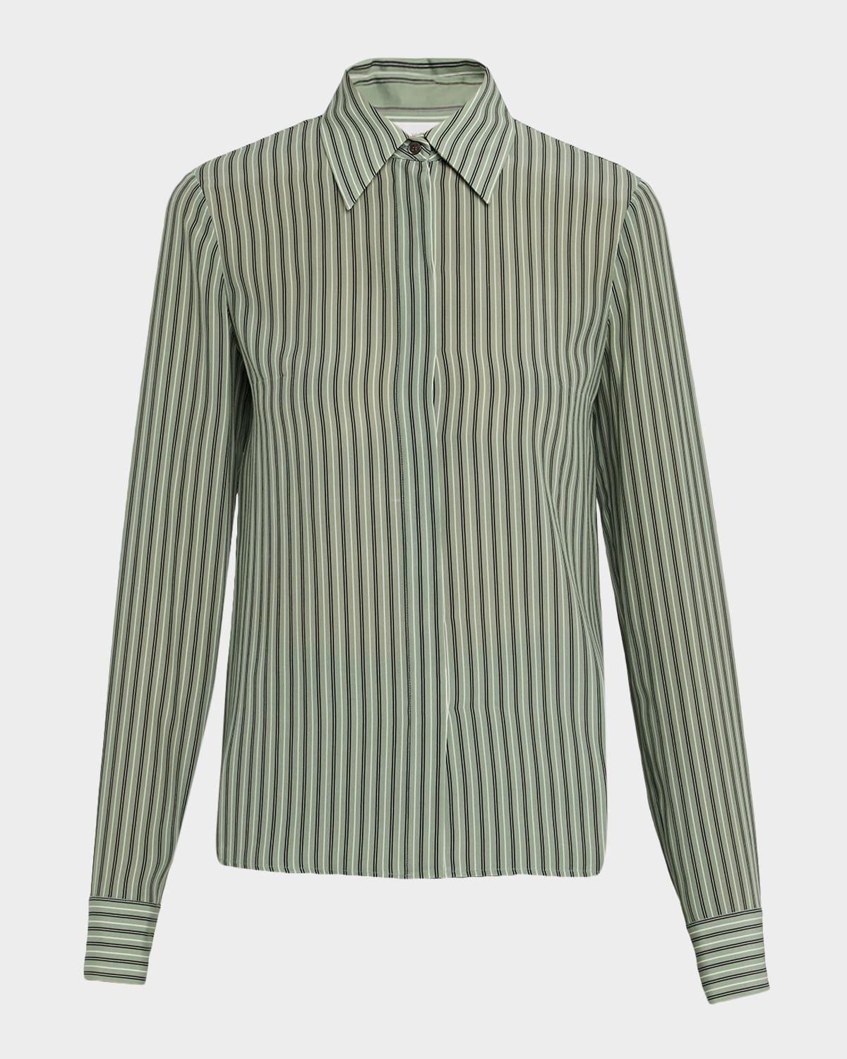 hansen striped silk pajama shirt