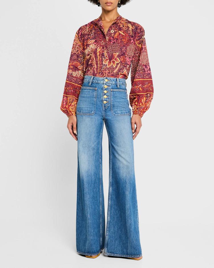 harlowe floral long-sleeve blouse