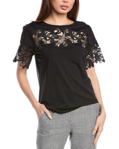 harmony knit ss lace applique top anne black