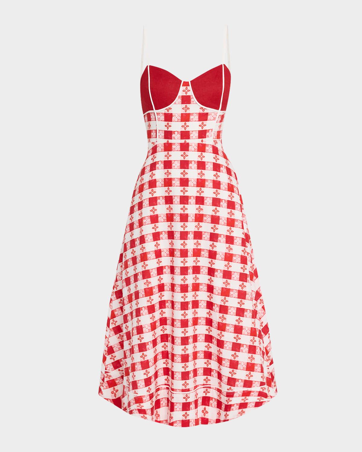 harper gingham a-line midi dress