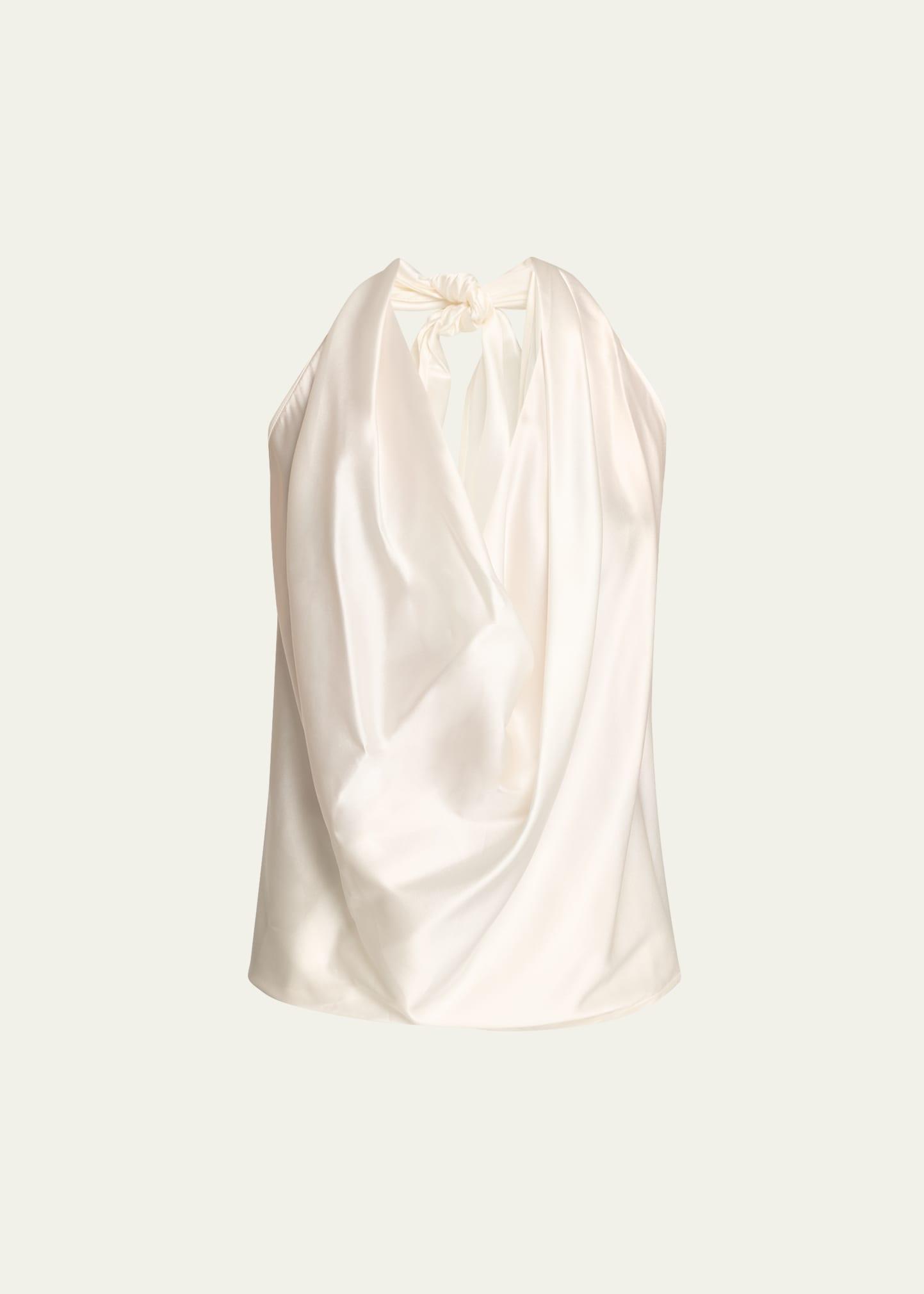 harriet sleeveless draped silk halter top