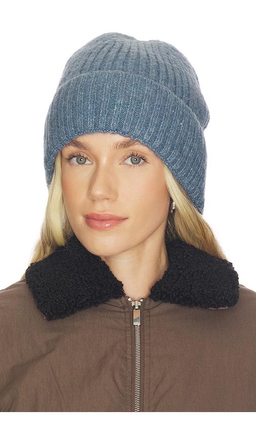hat attack key beanie in blue.