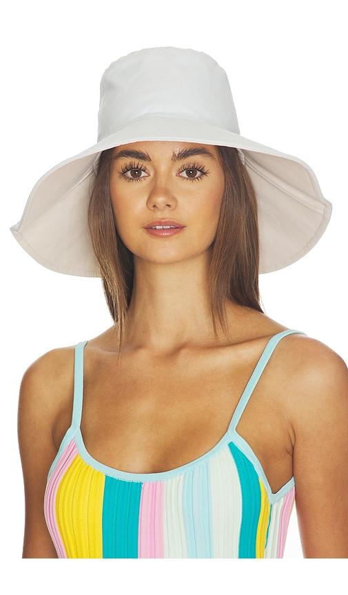 hat attack reversible canvas sunhat in baby blue,white.