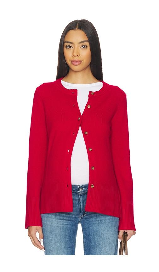 hatch the celine contour cardigan in red.