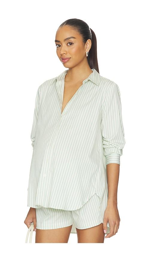 hatch the classic buttondown shirt in green,cream.