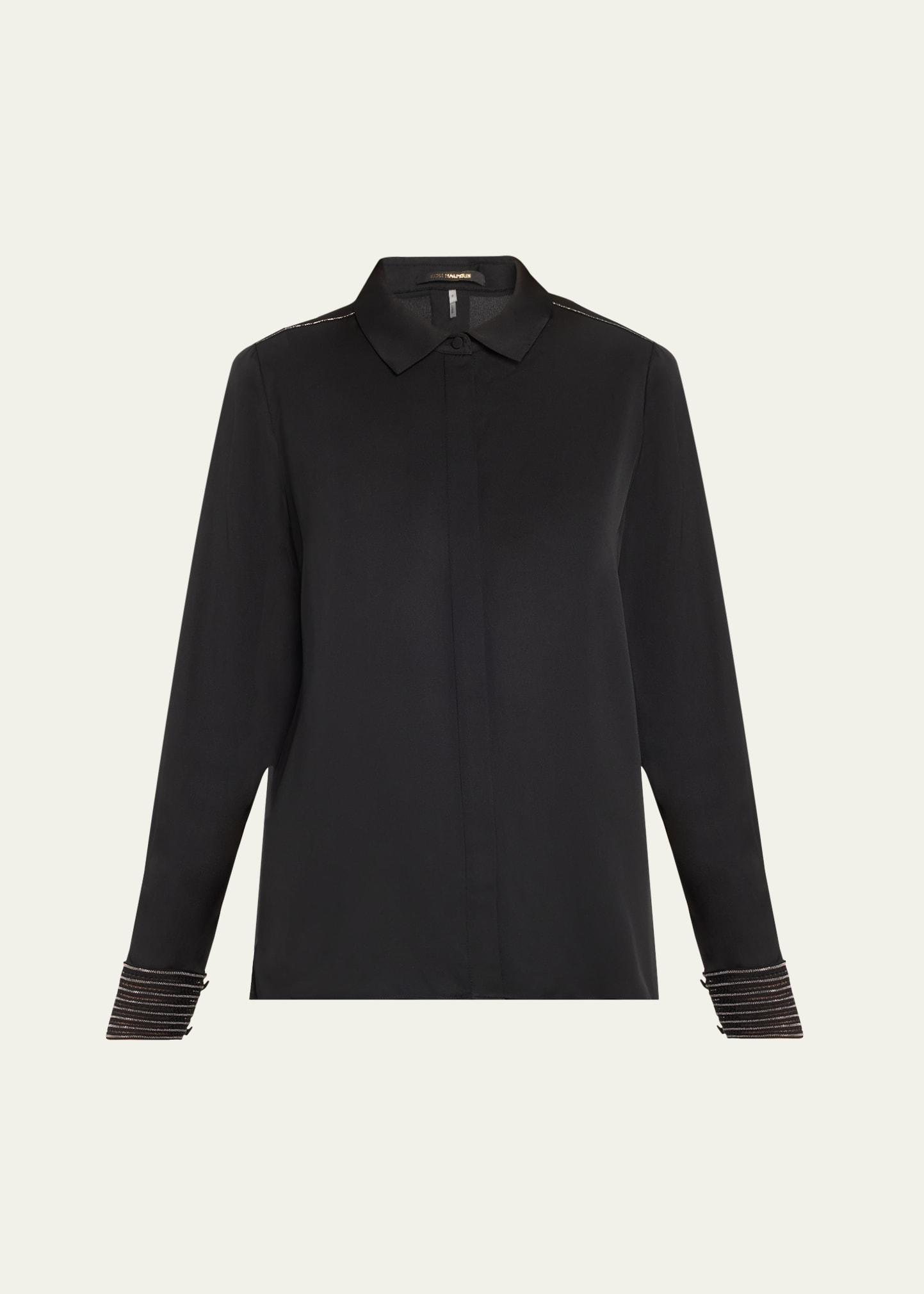 havana chain-trim silk blouse