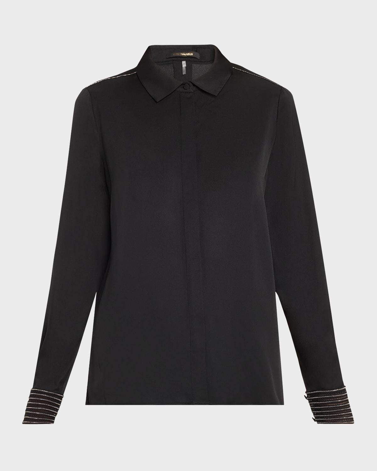 havana chain-trim silk blouse
