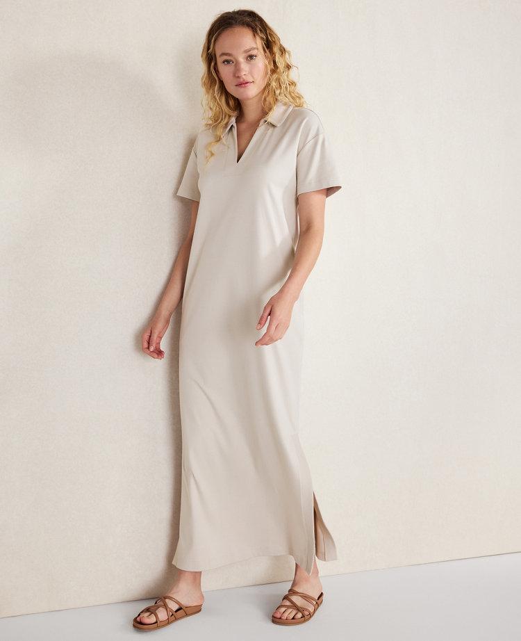 haven well within organic cotton interlock collared maxi dress