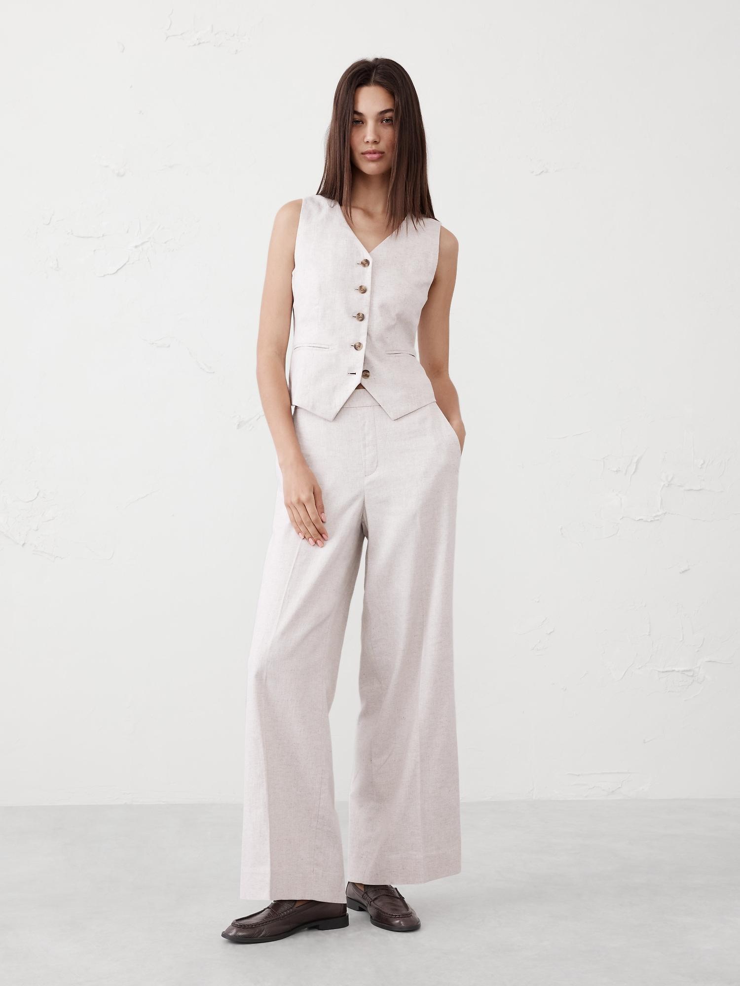 hayden wide-leg linen-blend pull-on pant