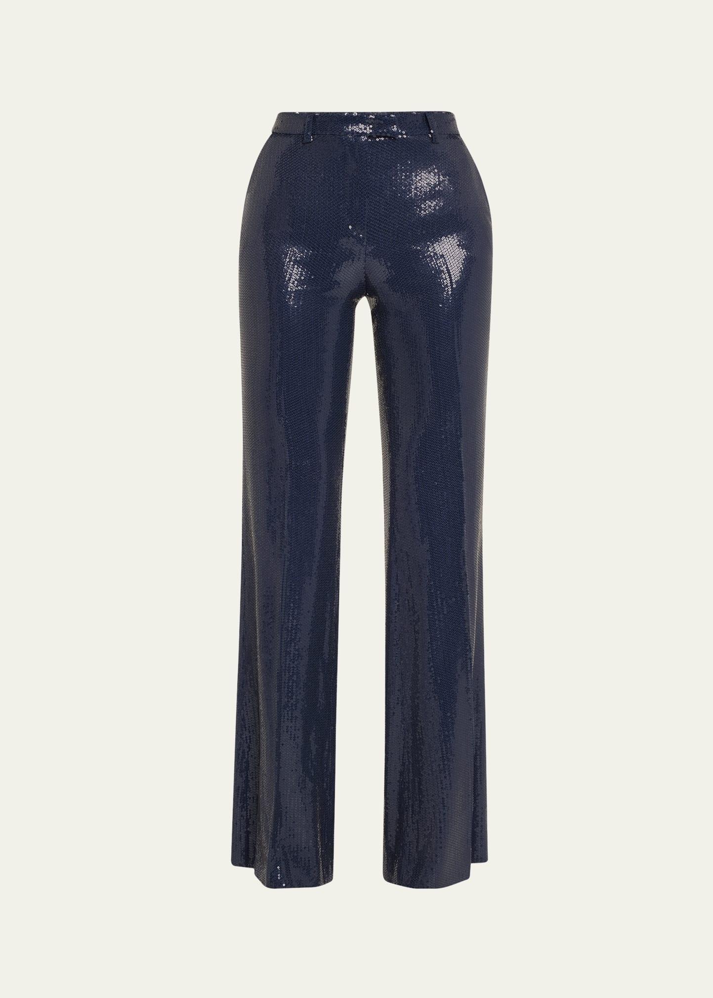 haylee sequined flare crepe trousers