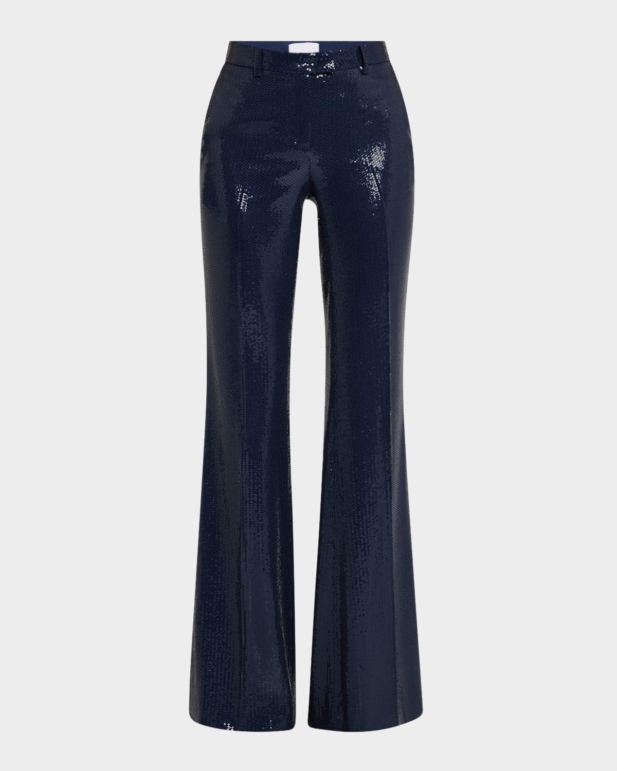 haylee sequined flare crepe trousers