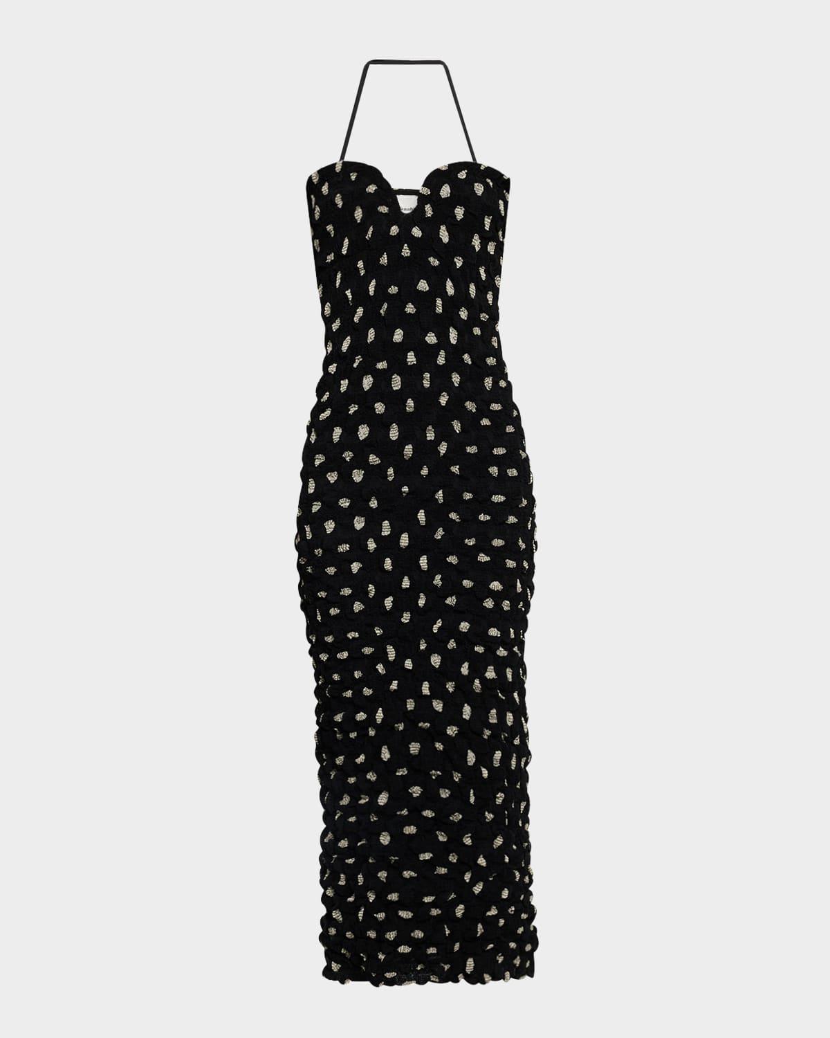 haylen seersucker chiffon halter midi dress