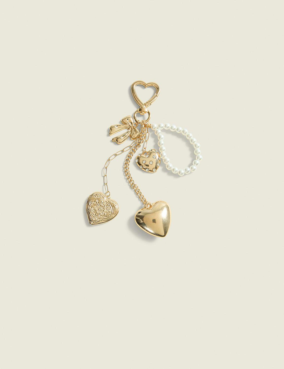 heart & pearl bag charm