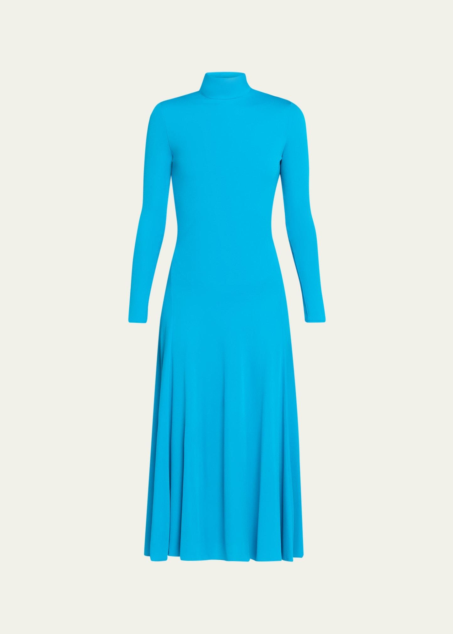 heart cutout turtleneck long-sleeve maxi dress