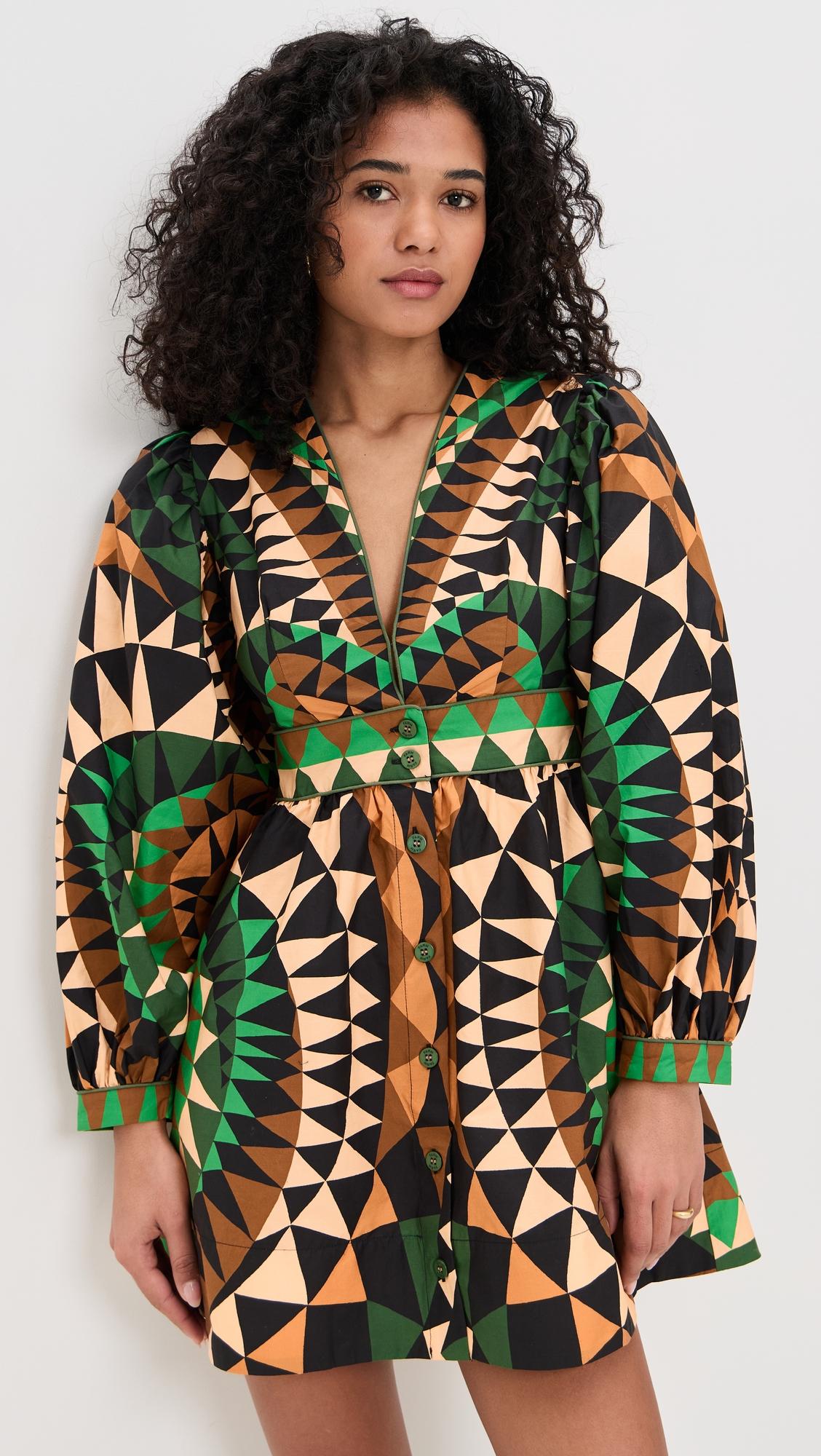 heart deco green mini dress