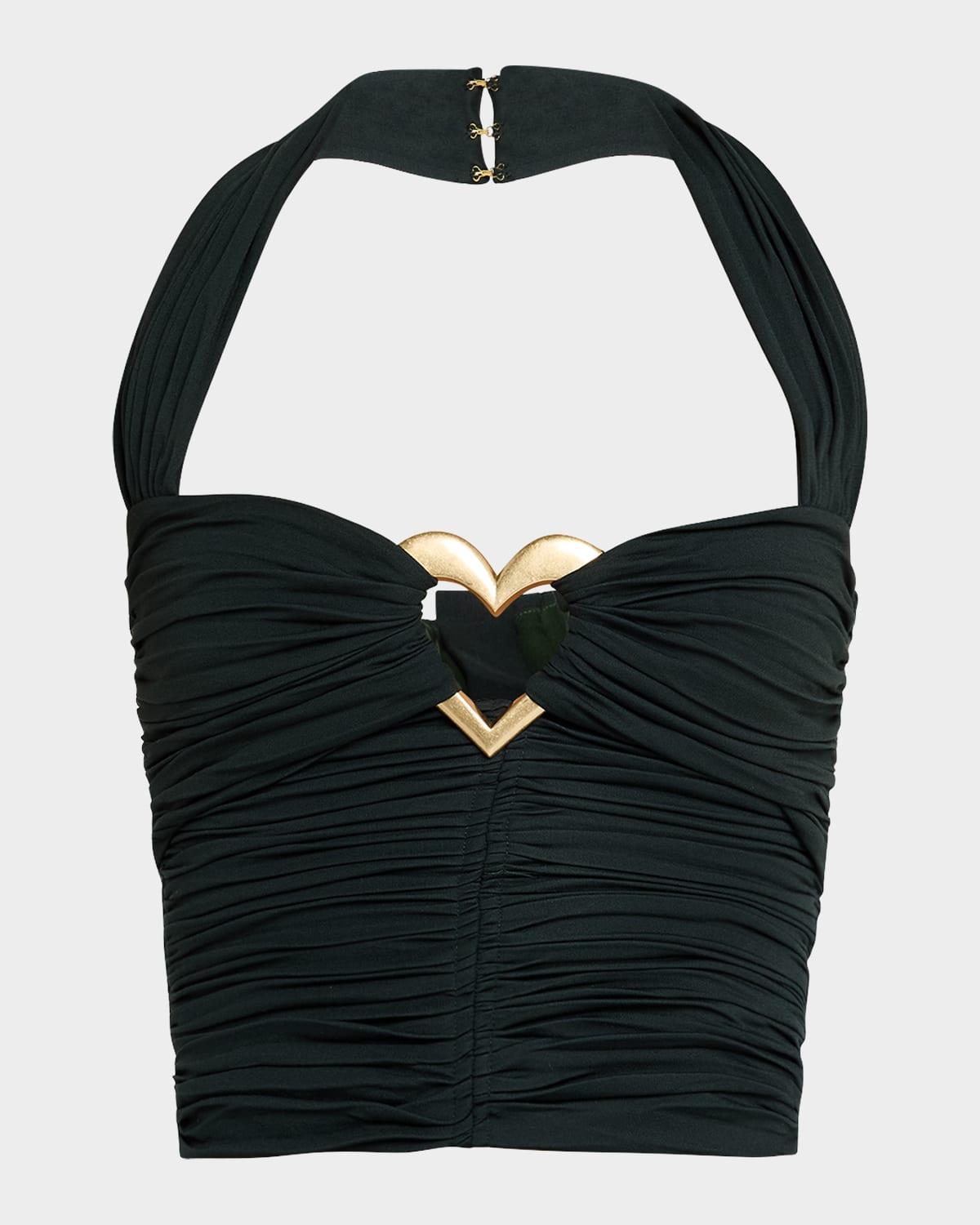 heart ruched halter crop top