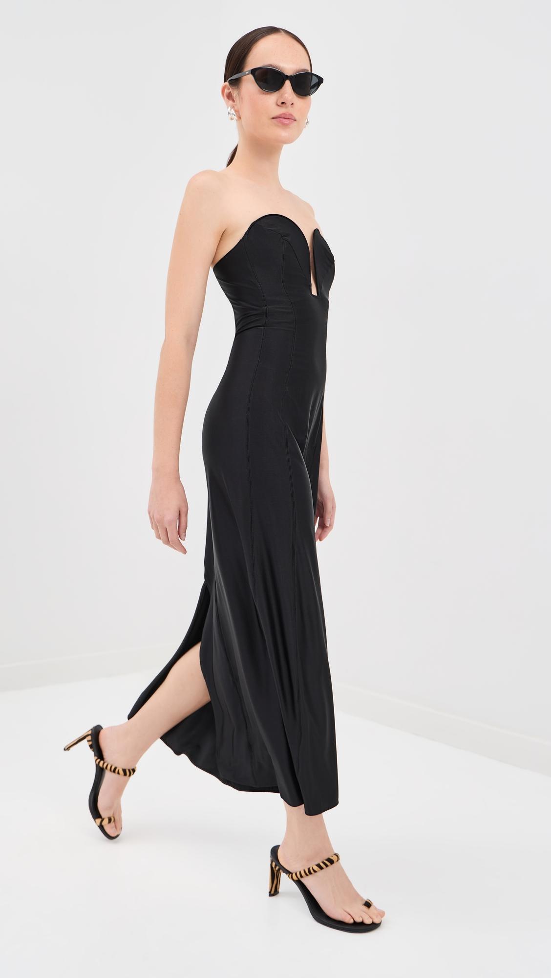heart-shaped bustier midi dress