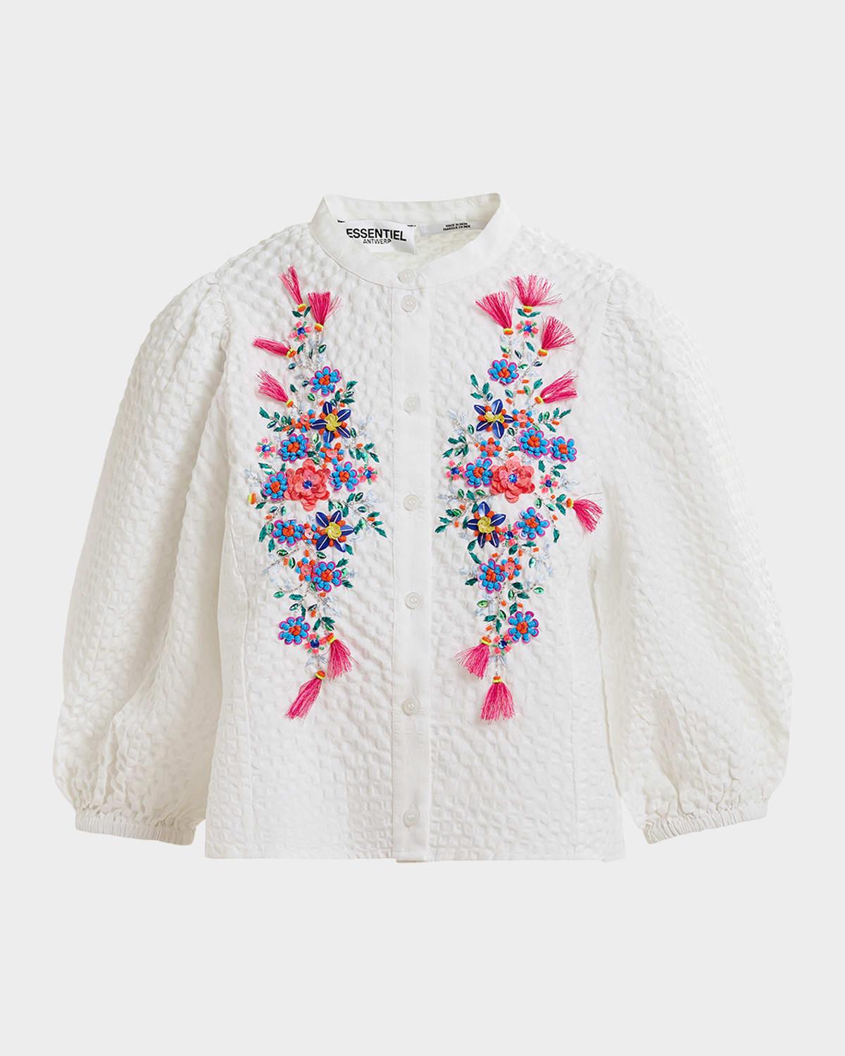 heartfelt embellished button-front shirt