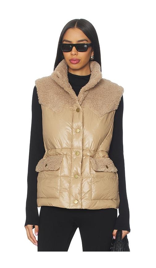 heartloom alex vest in tan.