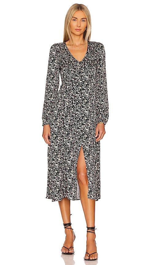 heartloom ambrosia midi dress in black.