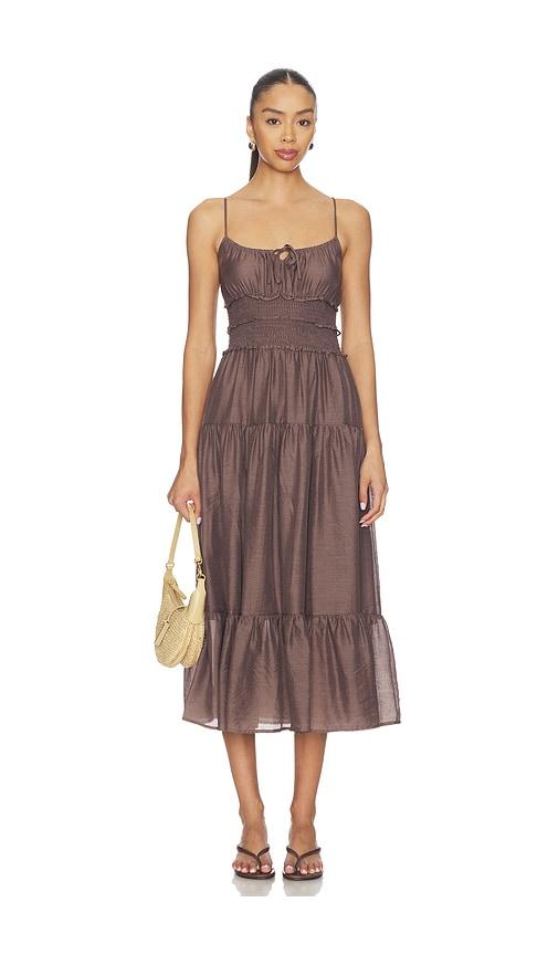 heartloom zinna dress in brown.