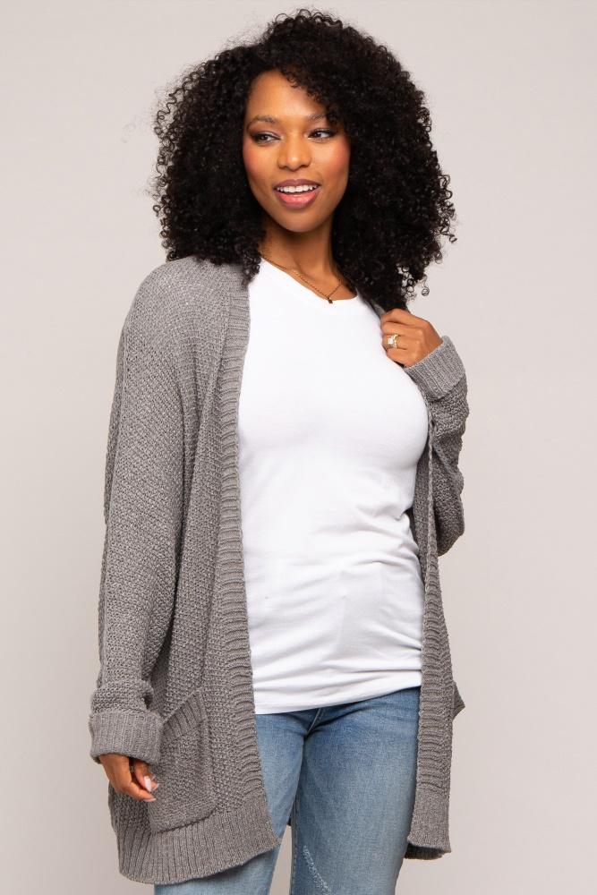 heather grey cuff sleeve cardigan