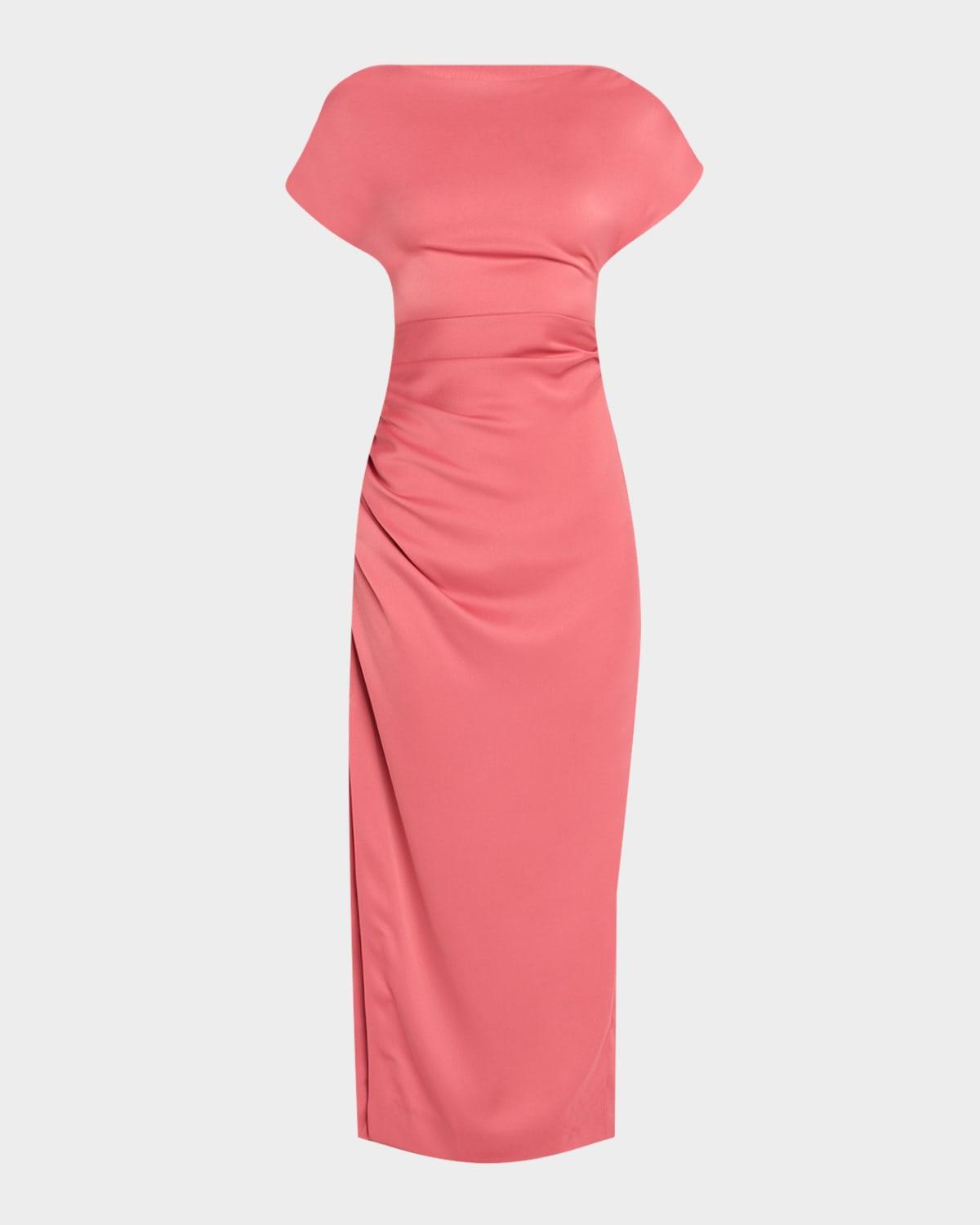 heather shirred short-sleeve maxi dress